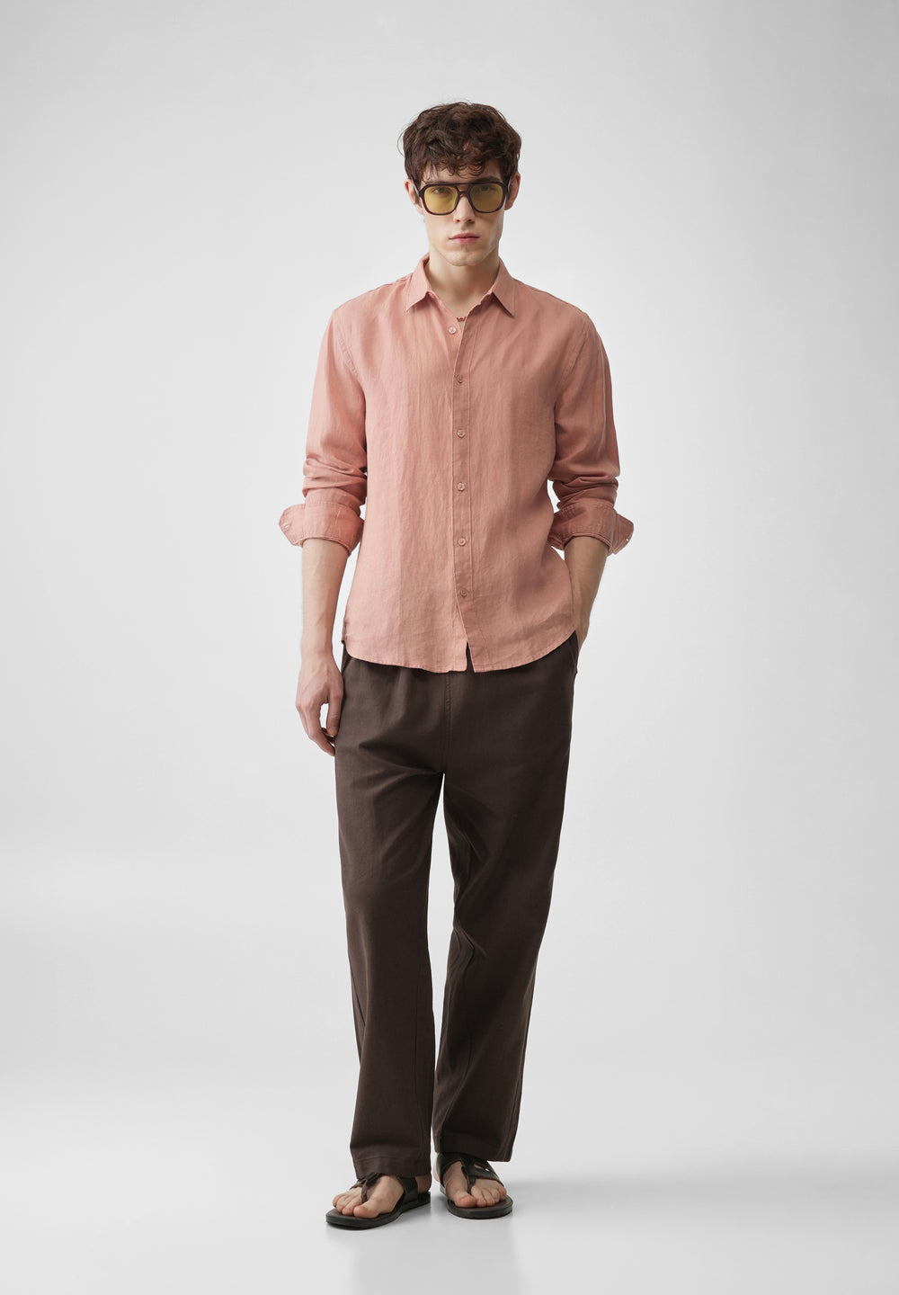 Peach 100% Pure Linen Shirt