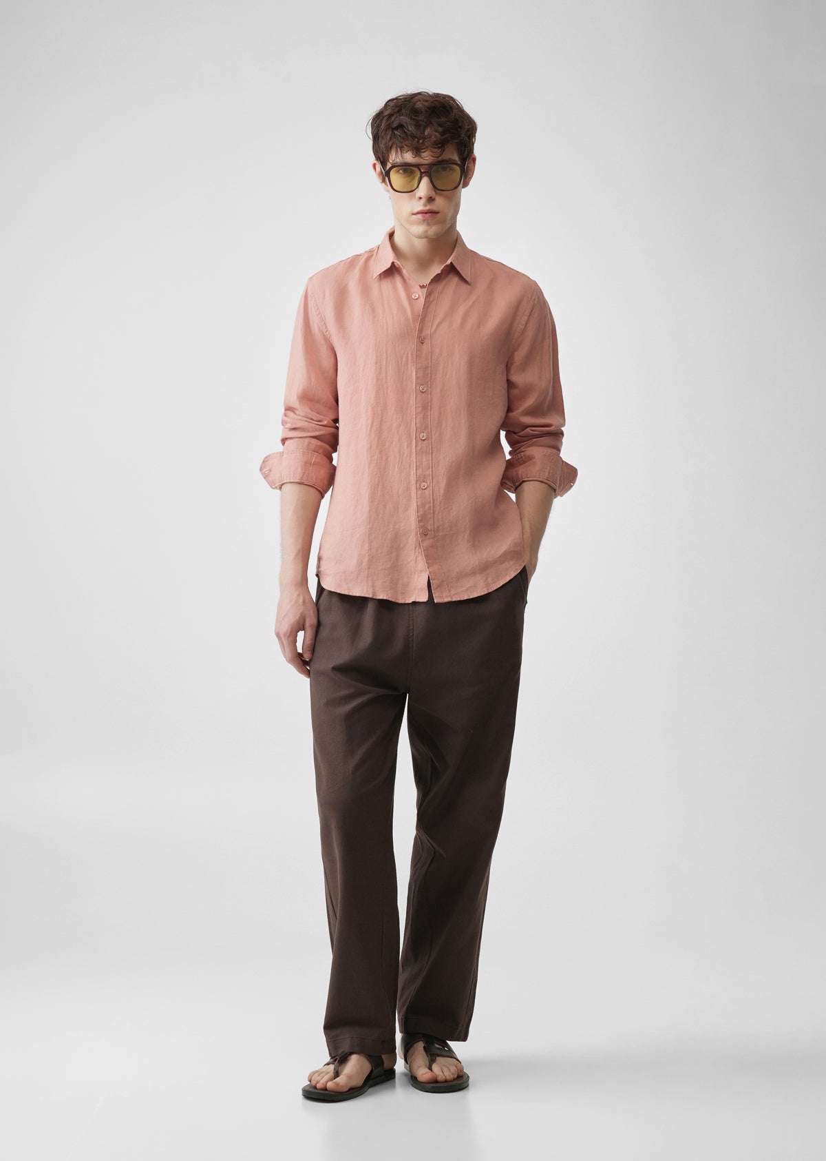 Peach 100% Pure Linen Shirt