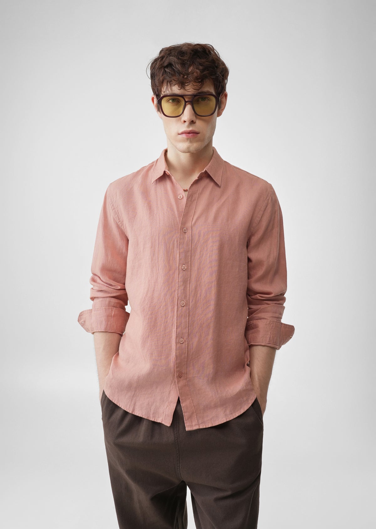 Peach 100% Pure Linen Shirt