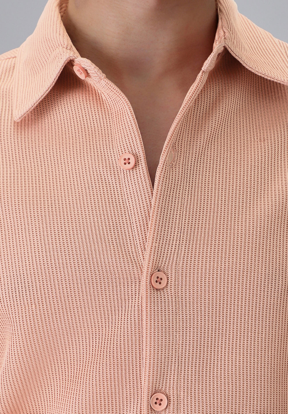 Peach Plain Knitted Shirt