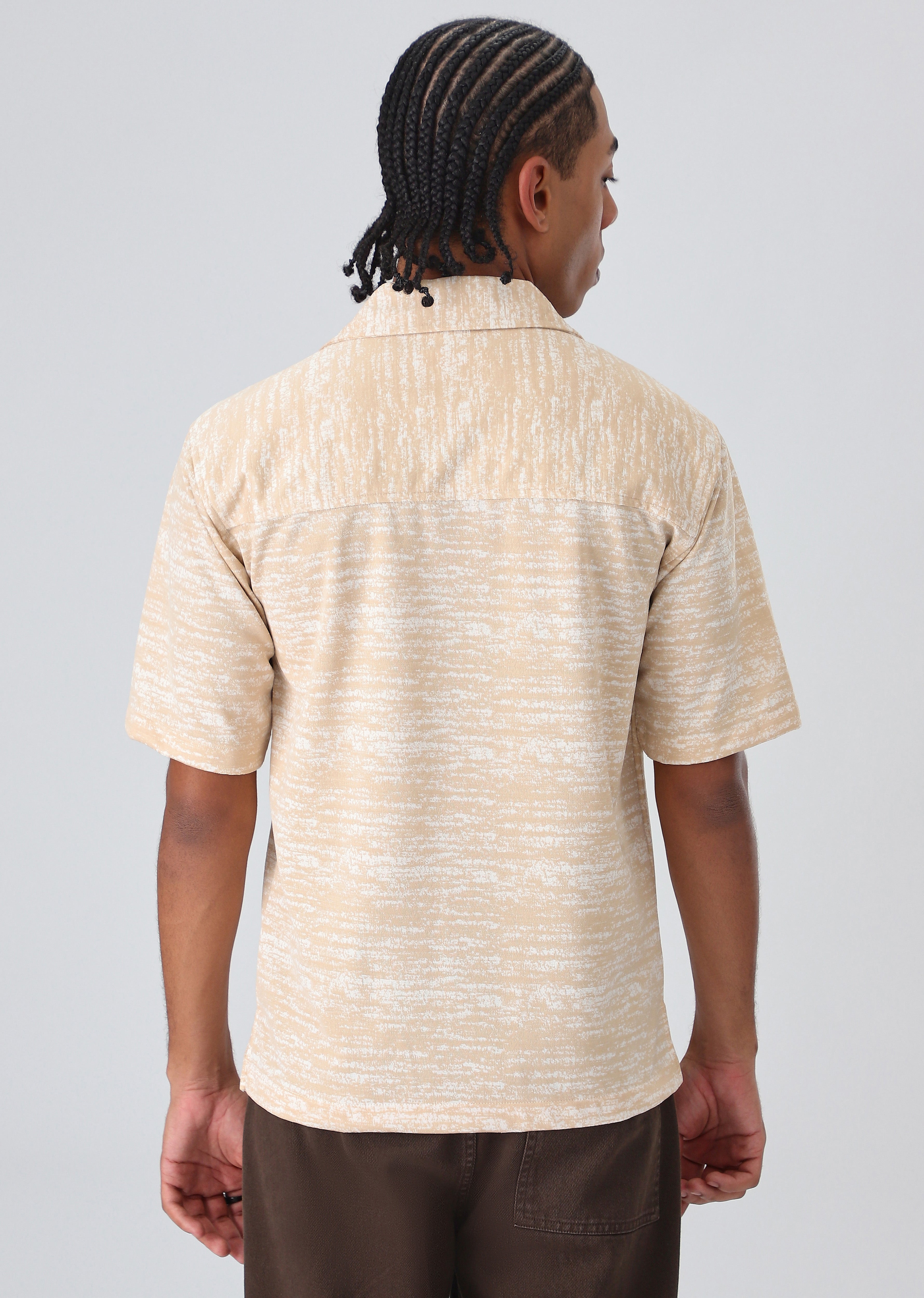 Peach Knitted Half Sleeves Shirt