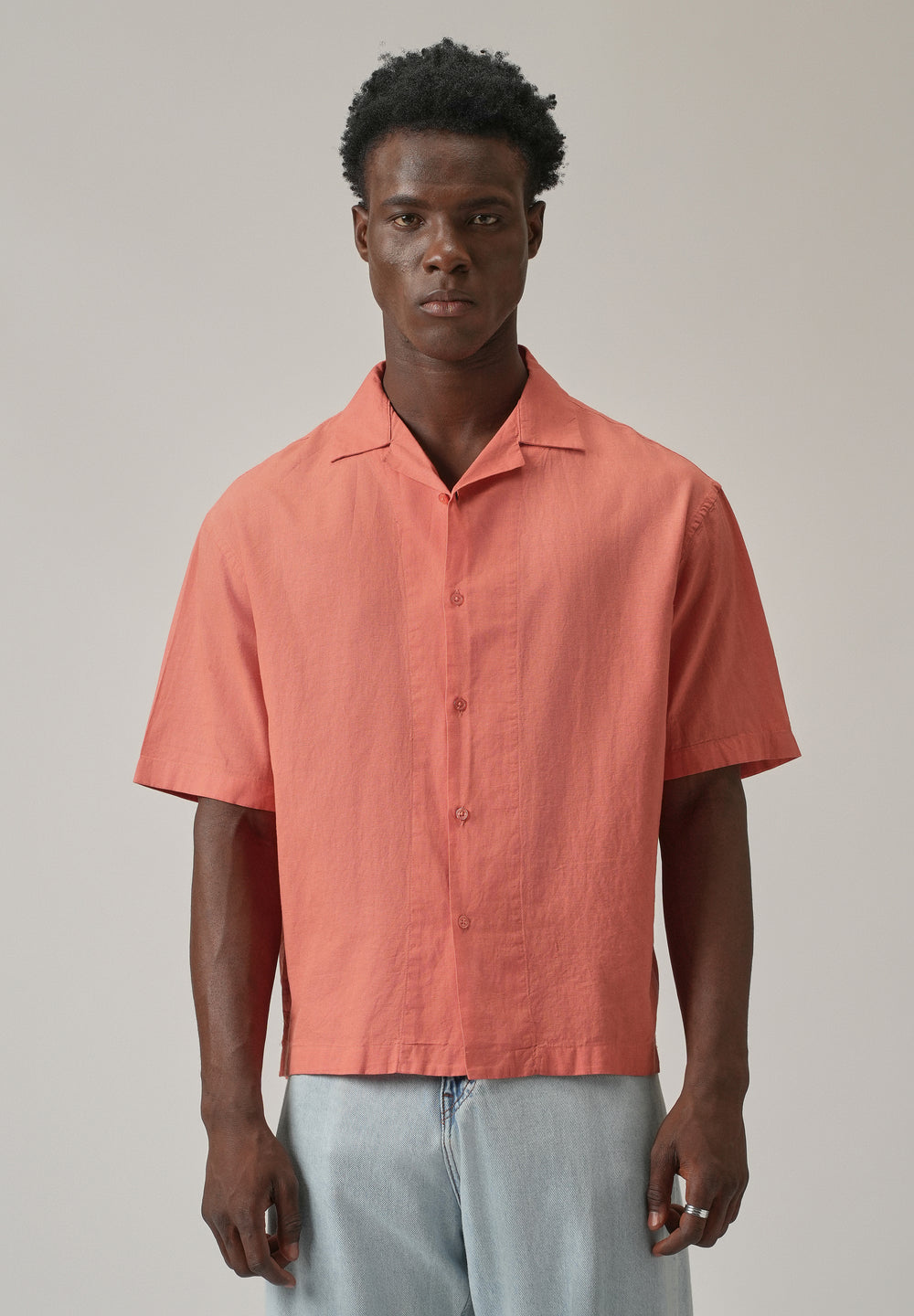 Peach Cotton/Linen Shirt