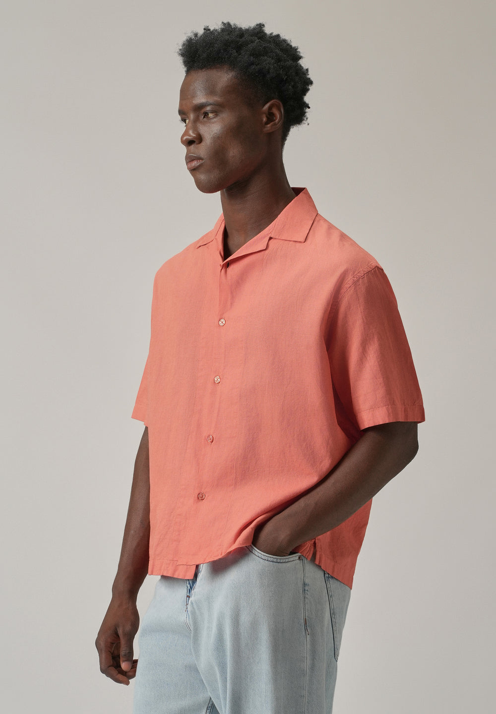 Peach Cotton/Linen Shirt