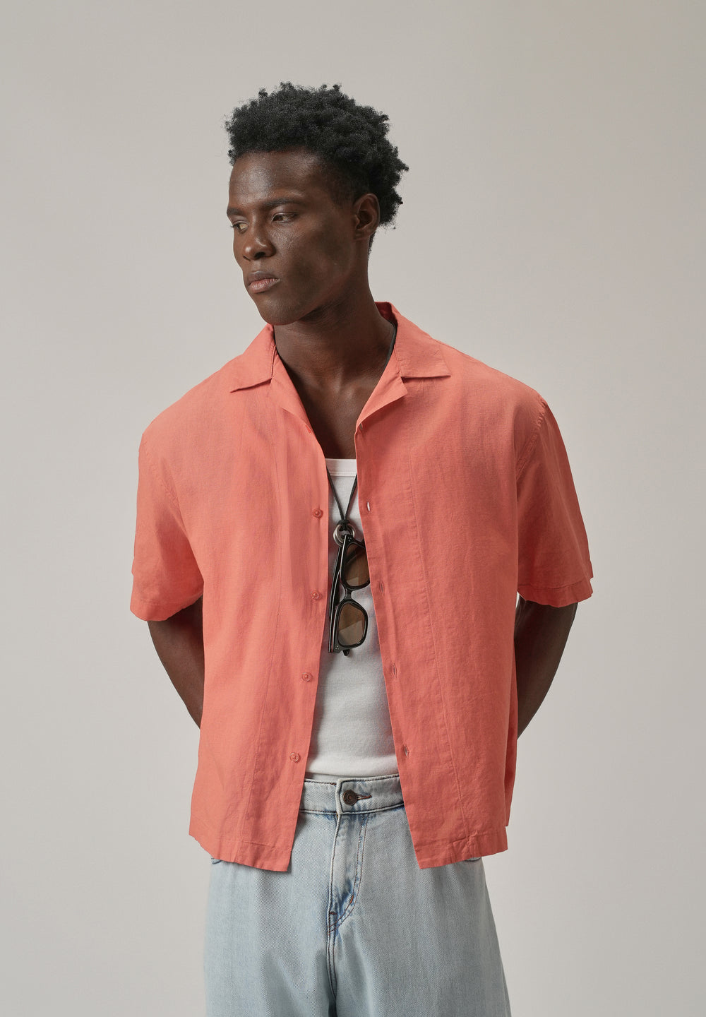 Peach Cotton/Linen Shirt