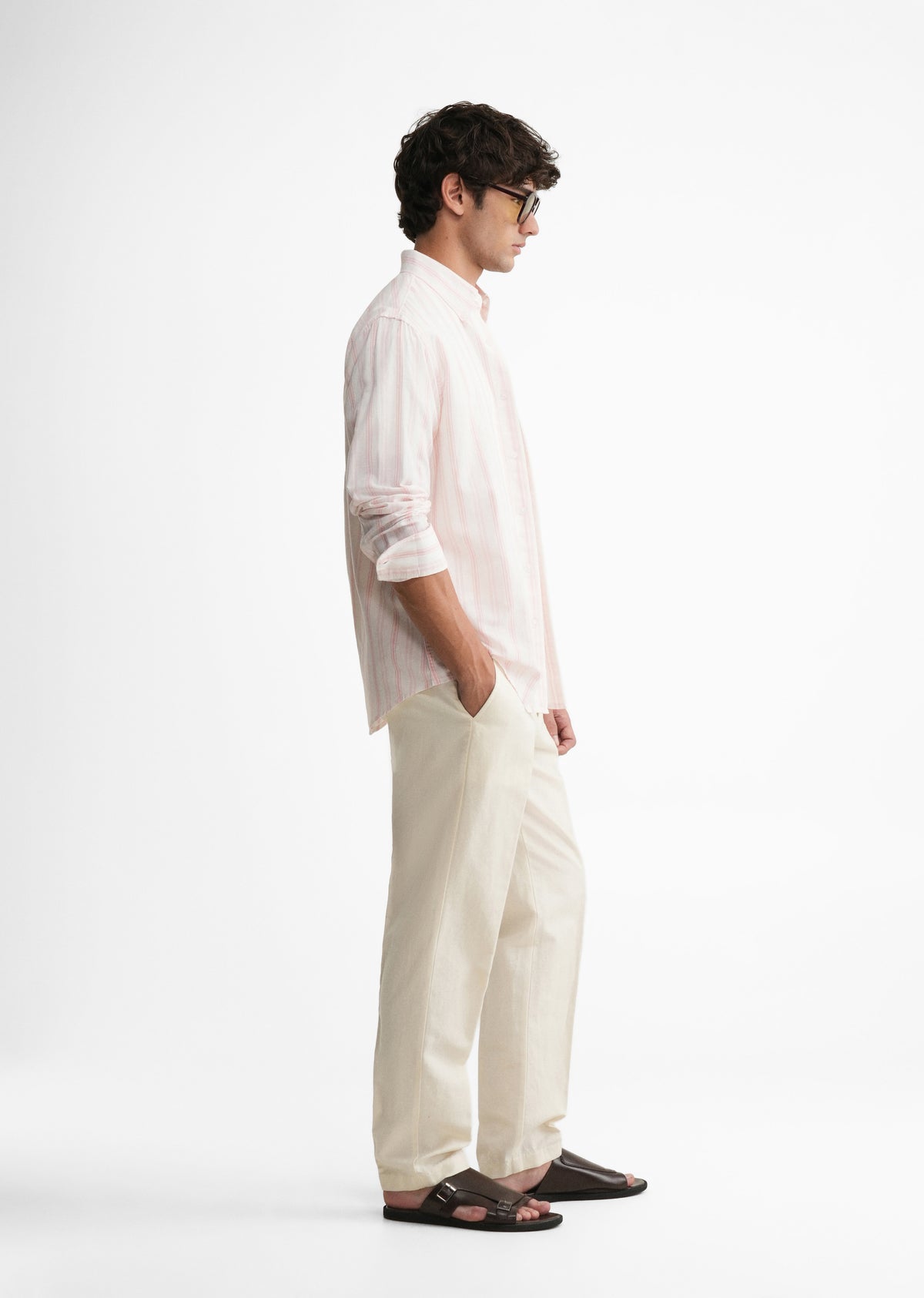 Peach Lyocell Linen Stripe Shirt