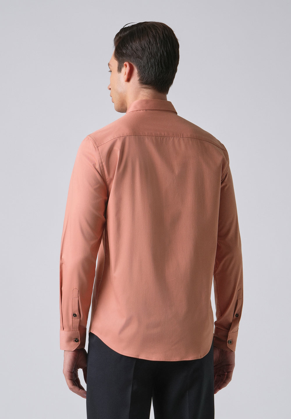 Peach Cotton Stretch Plain Shirt