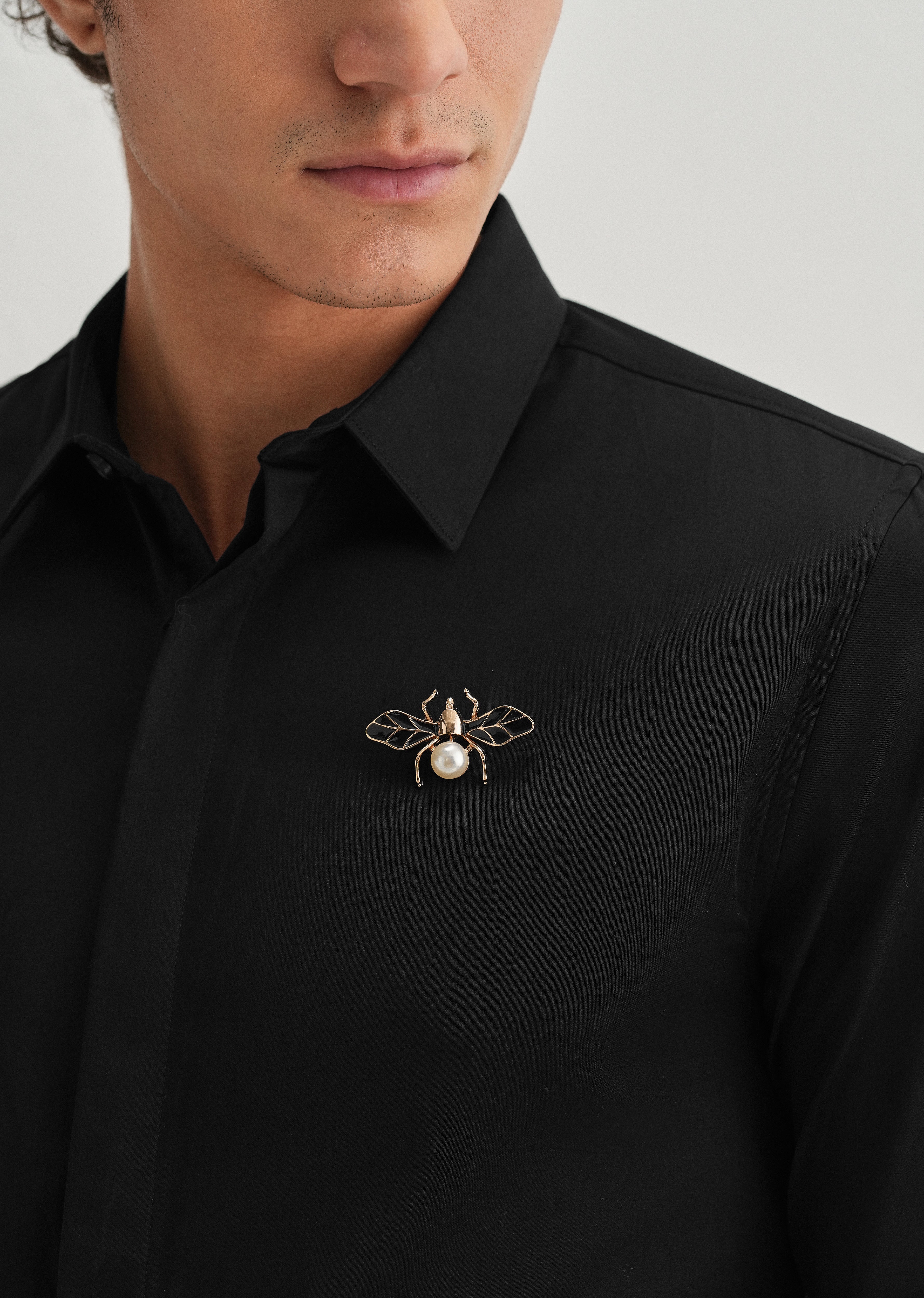 Pearl Bee Embellished Black Designer Shirt