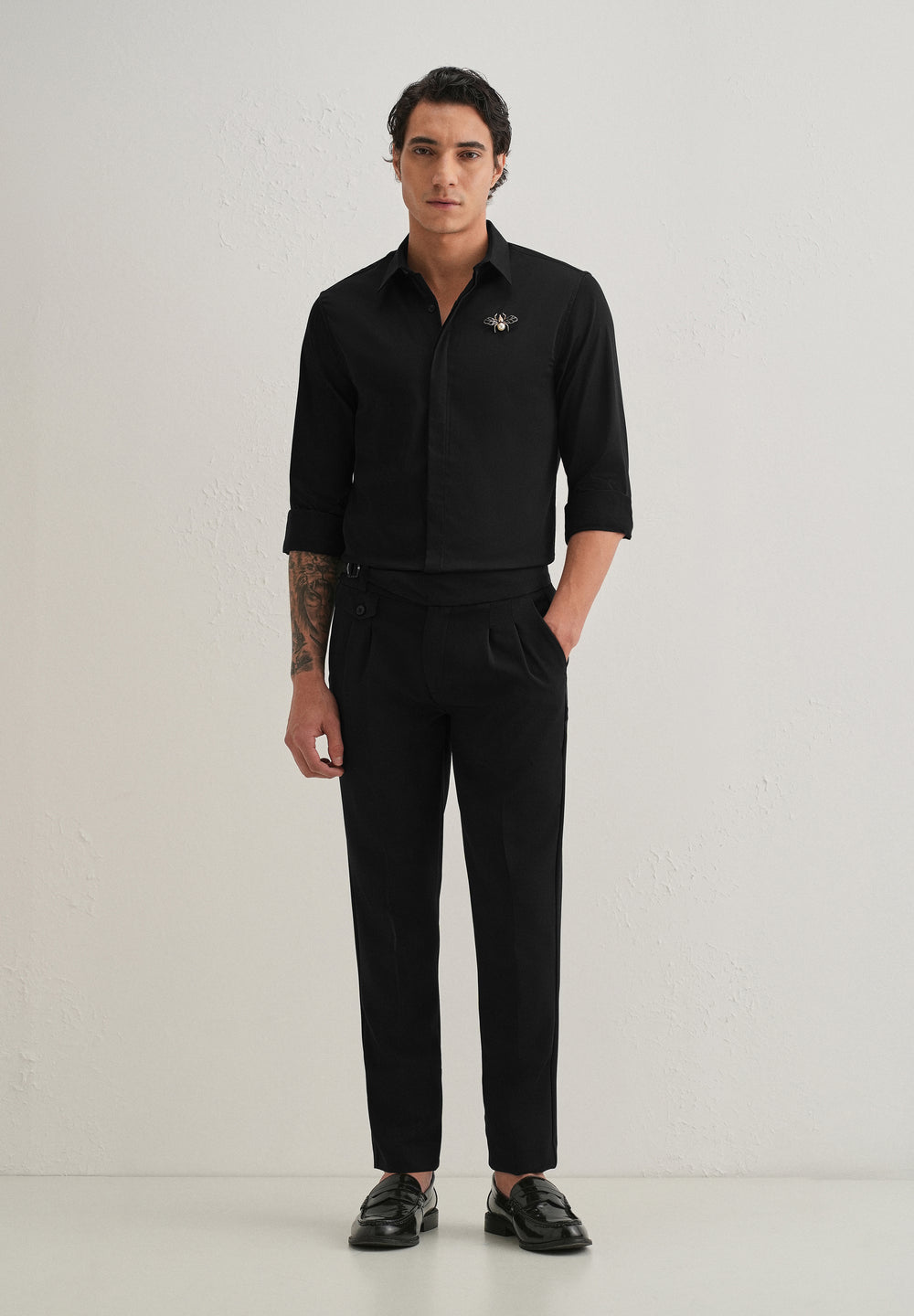 Pearl Bee Embellished Black Designer Shirt