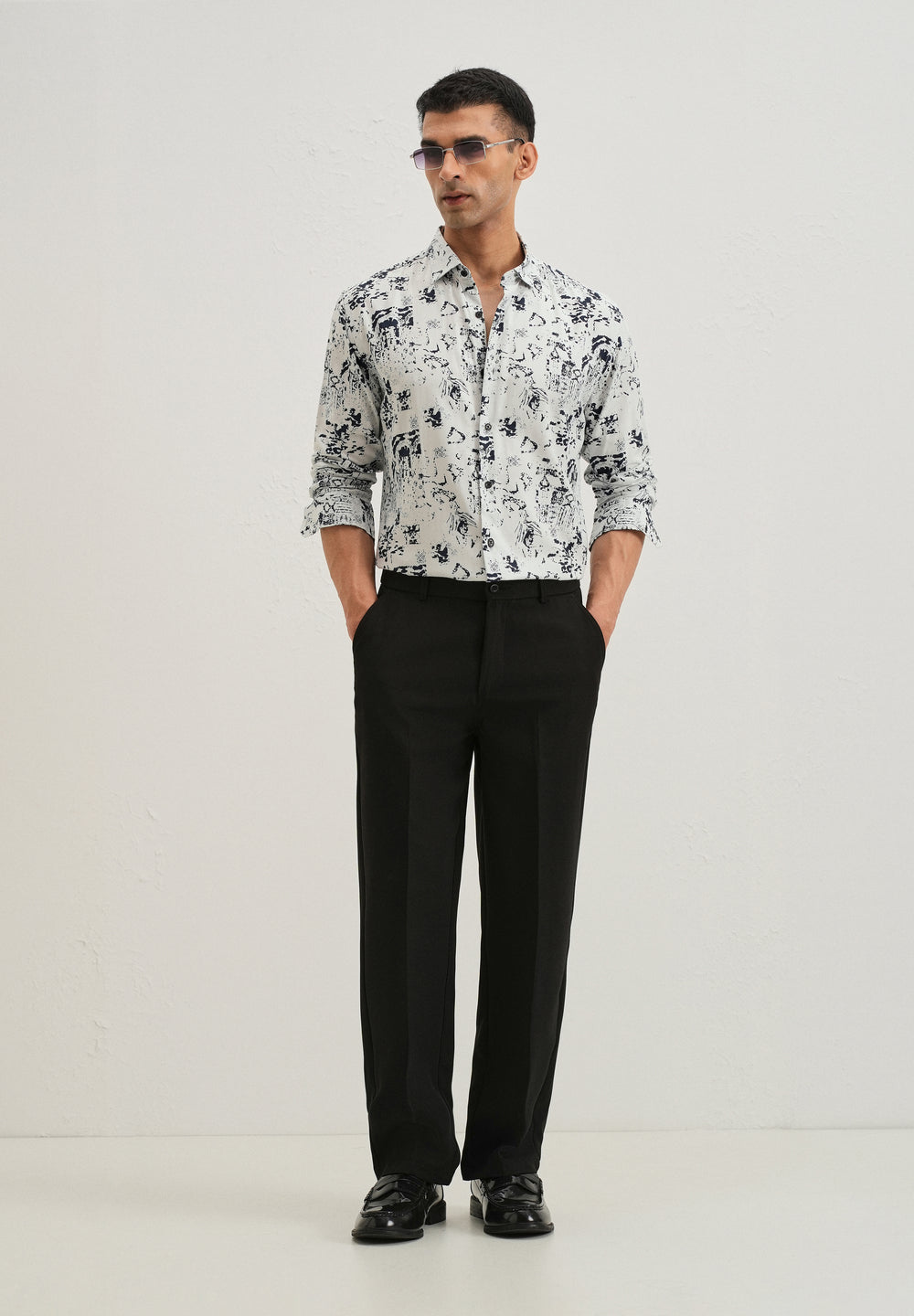 Pearl White Abstract Printed Shirt