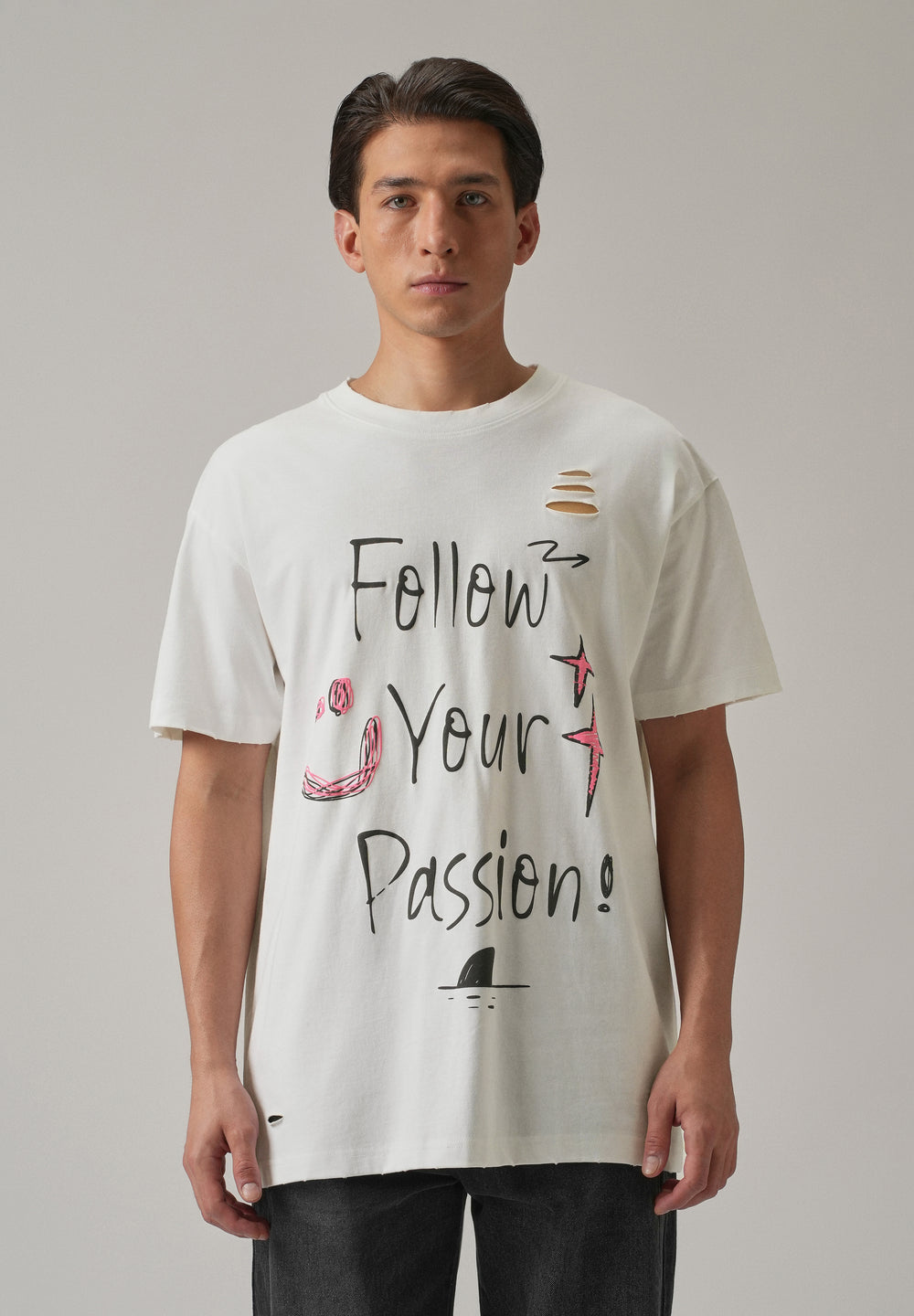 Pearl White Back Printed Oversized T-Shirt