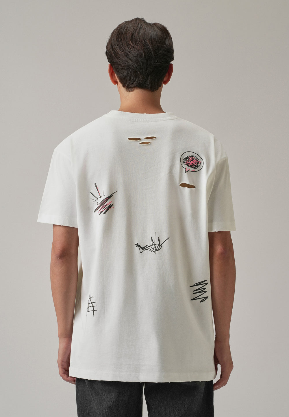 Pearl White Back Printed Oversized T-Shirt
