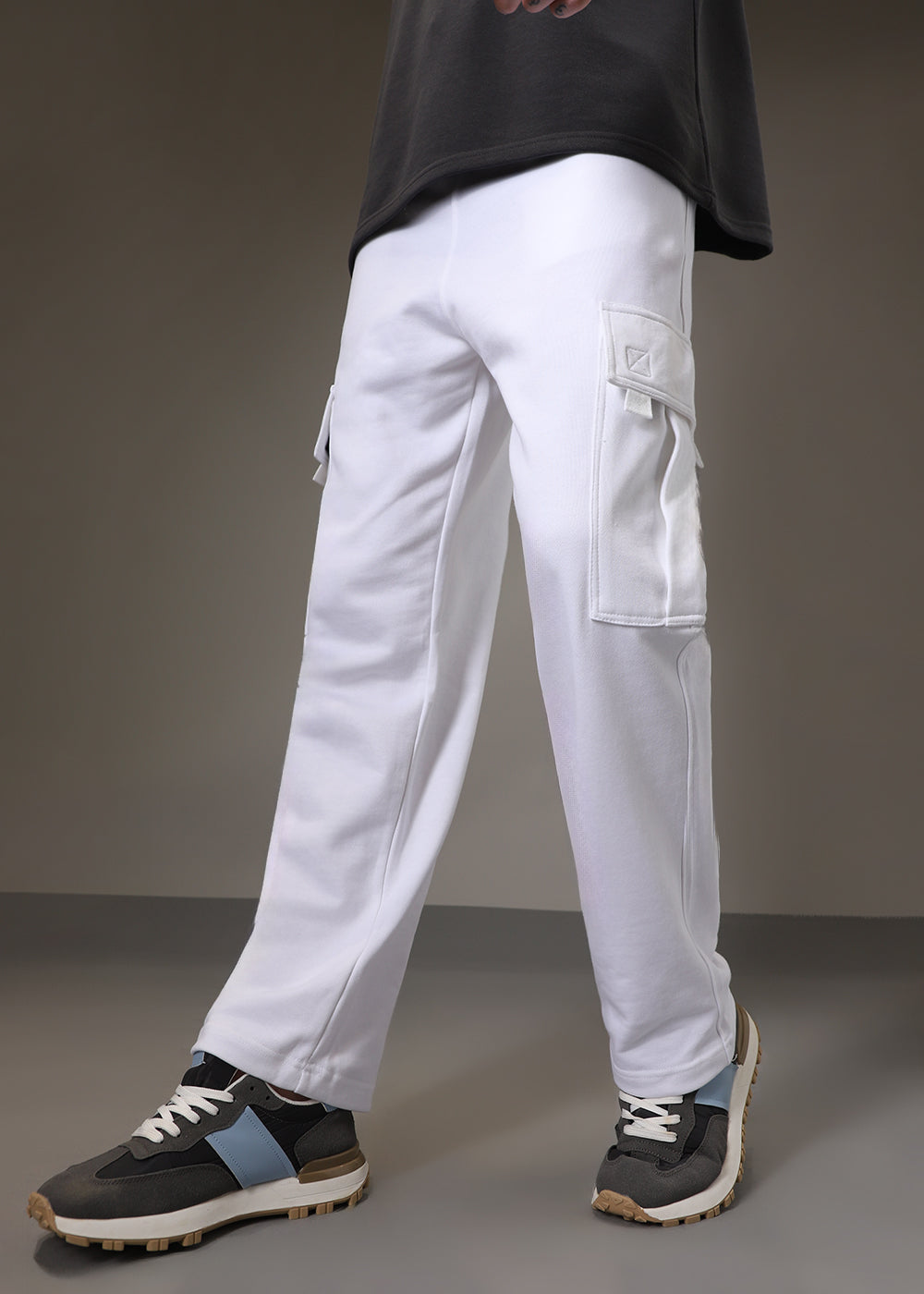 Pearl White Cargo Joggers