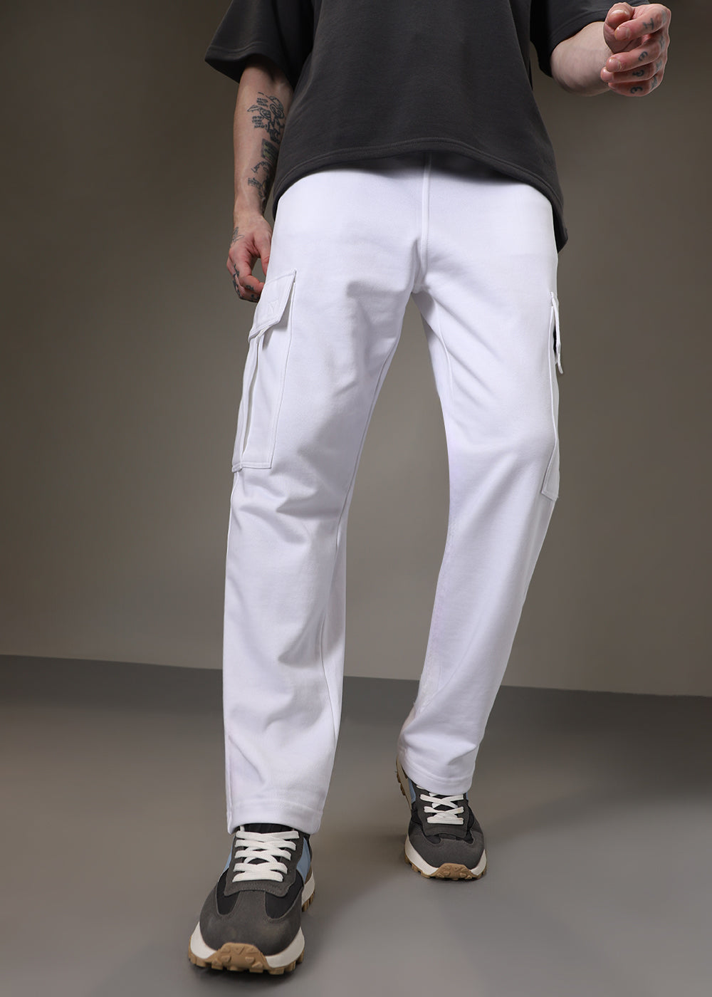 Pearl White Cargo Joggers