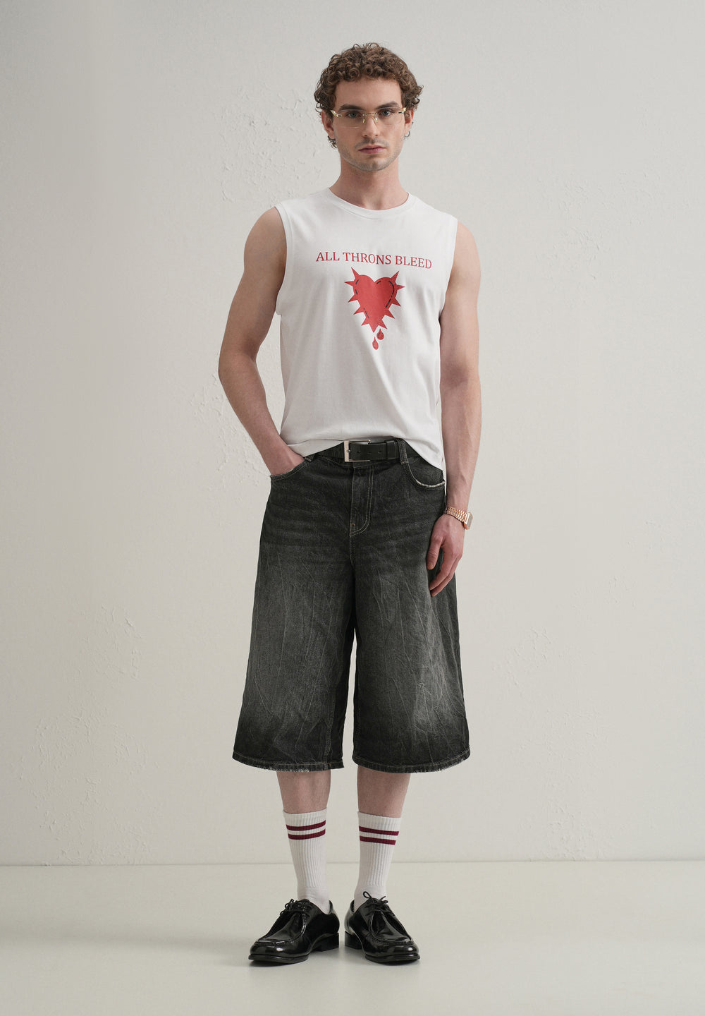 Pearl White Printed Tank