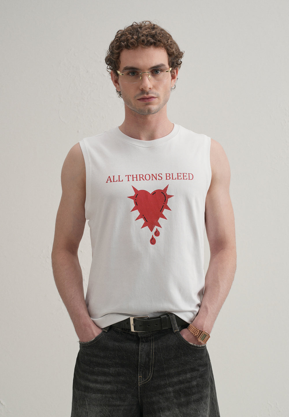 Pearl White Printed Tank