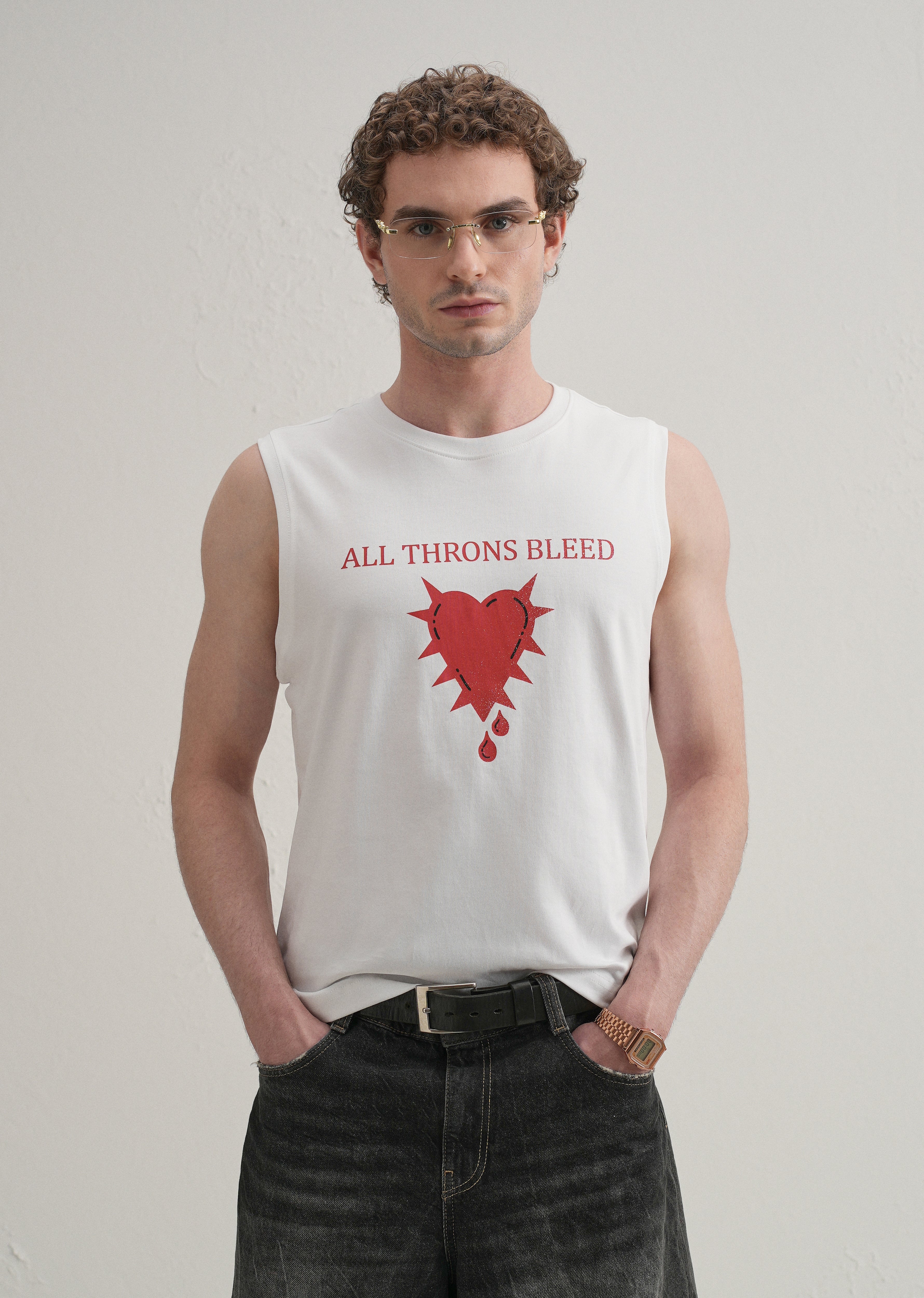 Pearl White Printed Tank