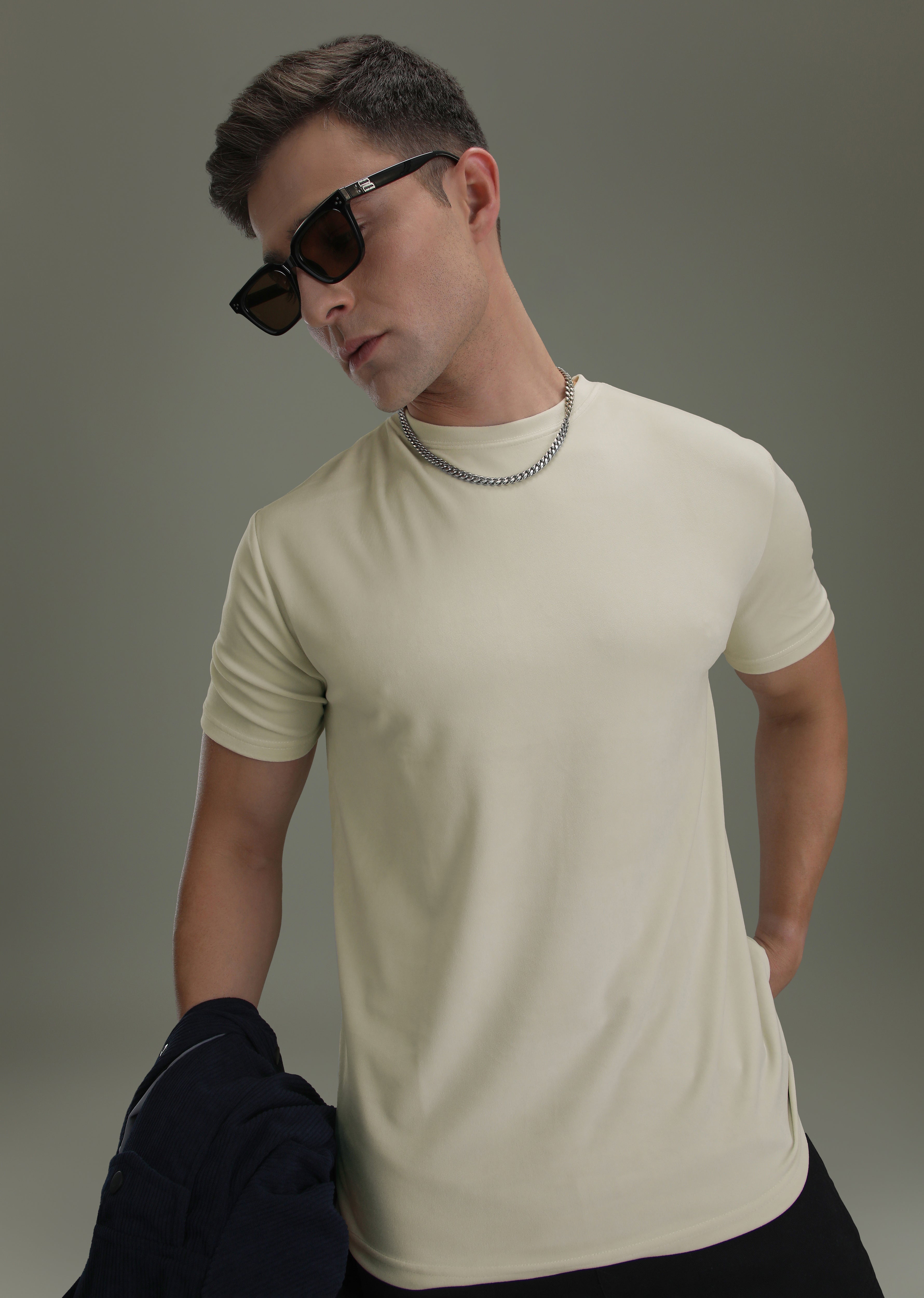 Pearled Ivory Suede T-shirt