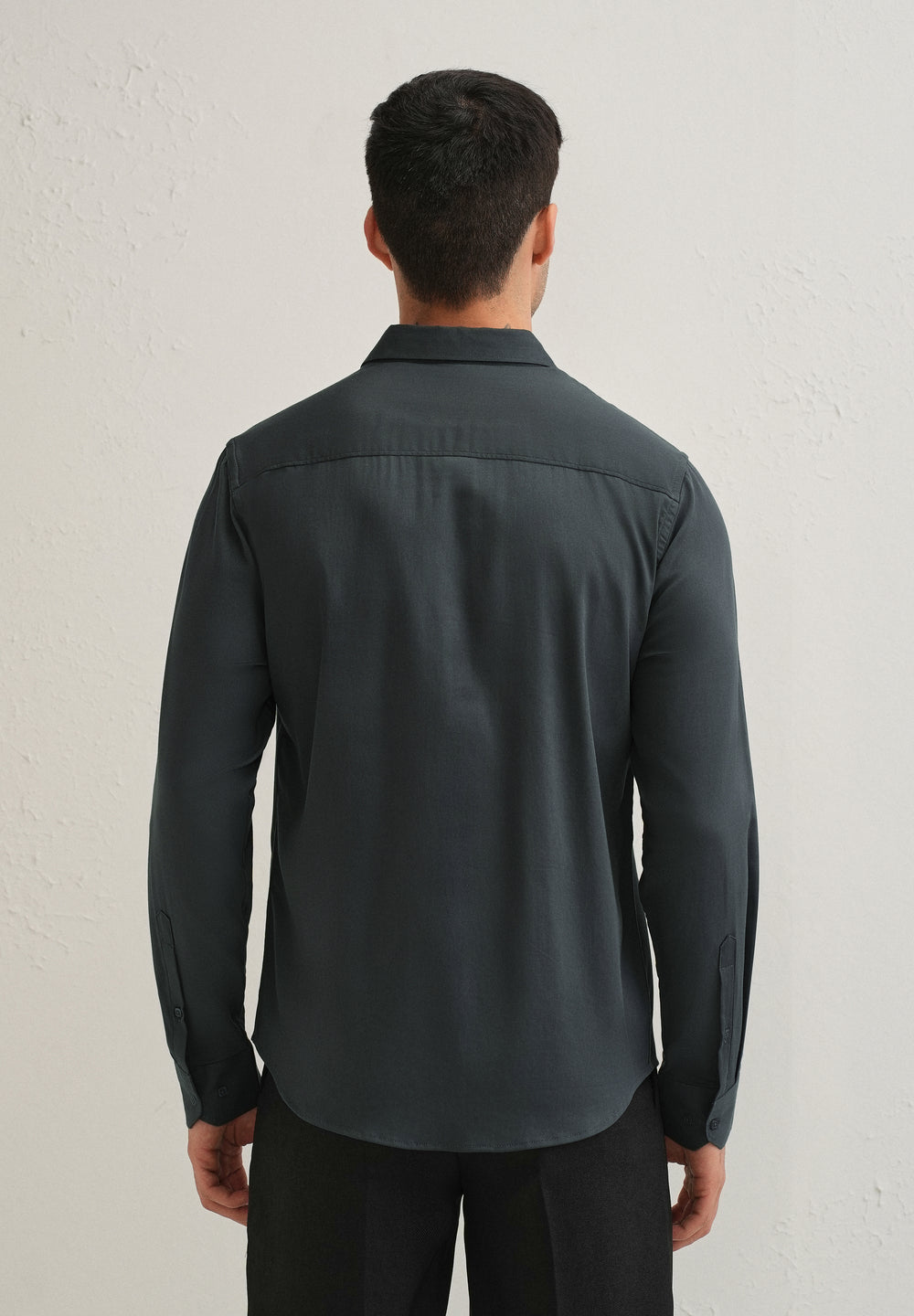 Pebble Grey Front Panel Open Pleat Shirt