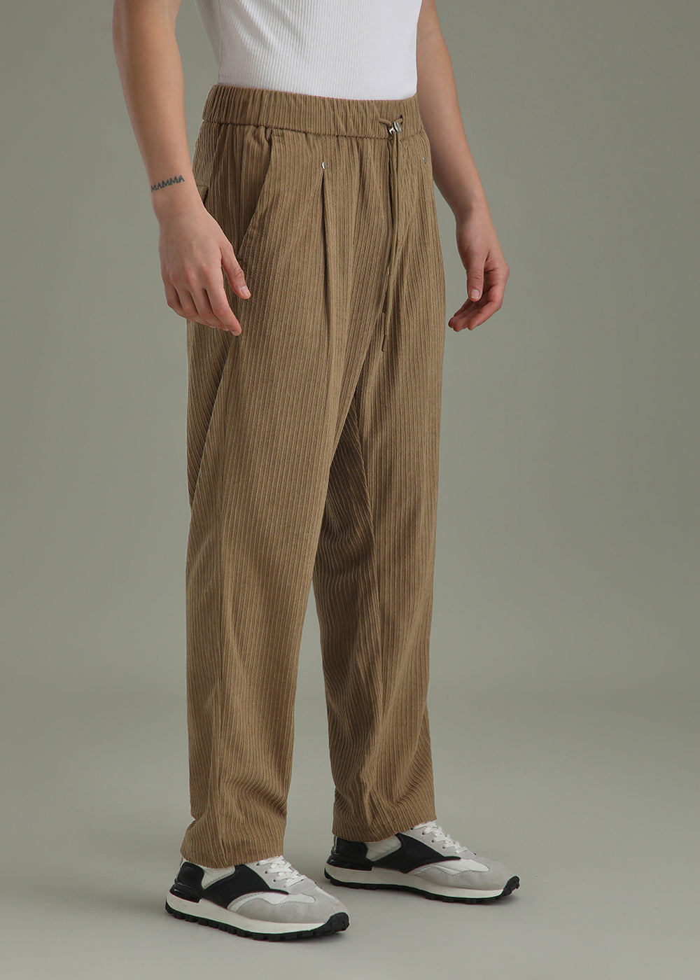 Peru Brown Drawstring Corduroy Pant