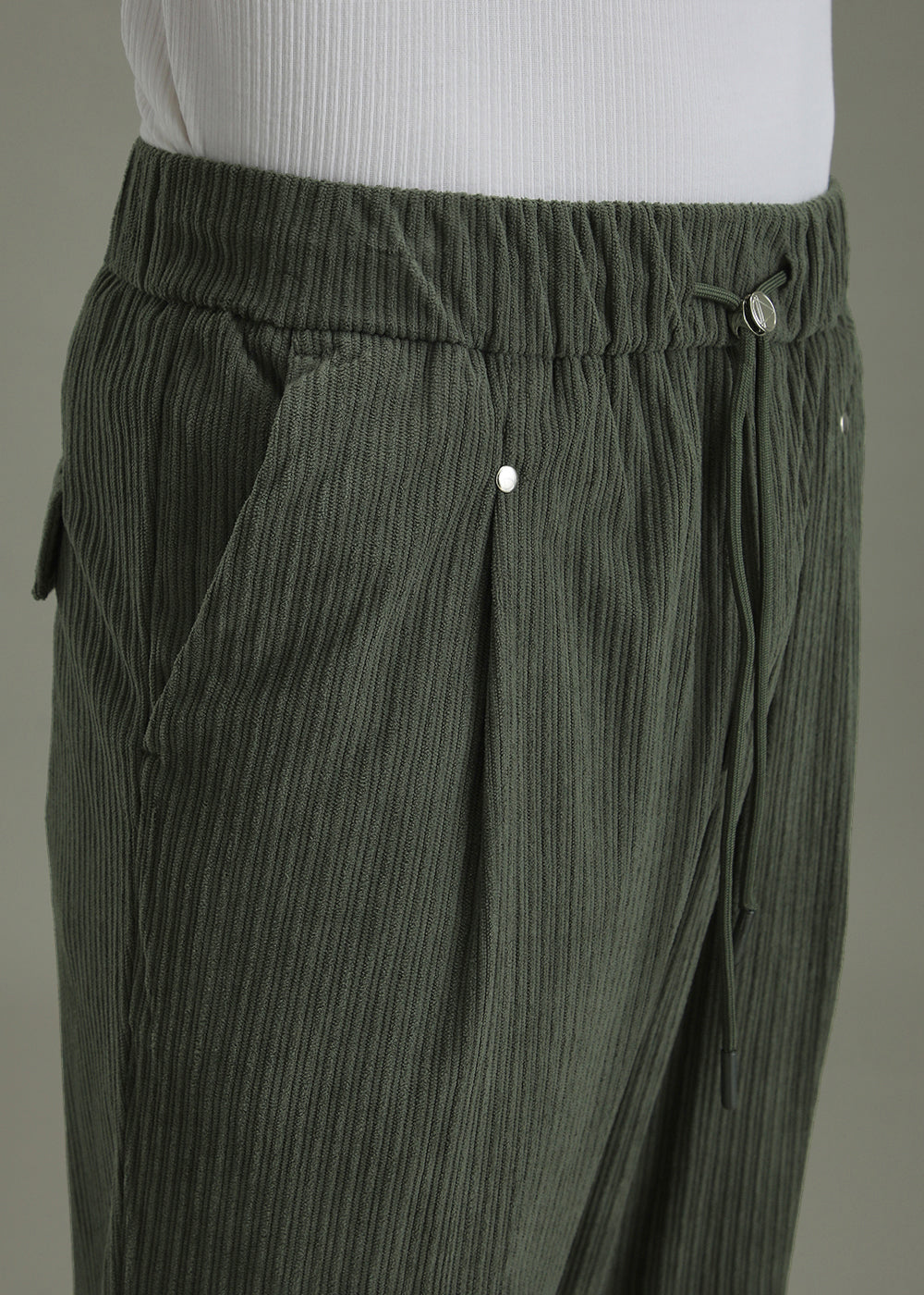 Pine Green Drawstring Corduroy Pant