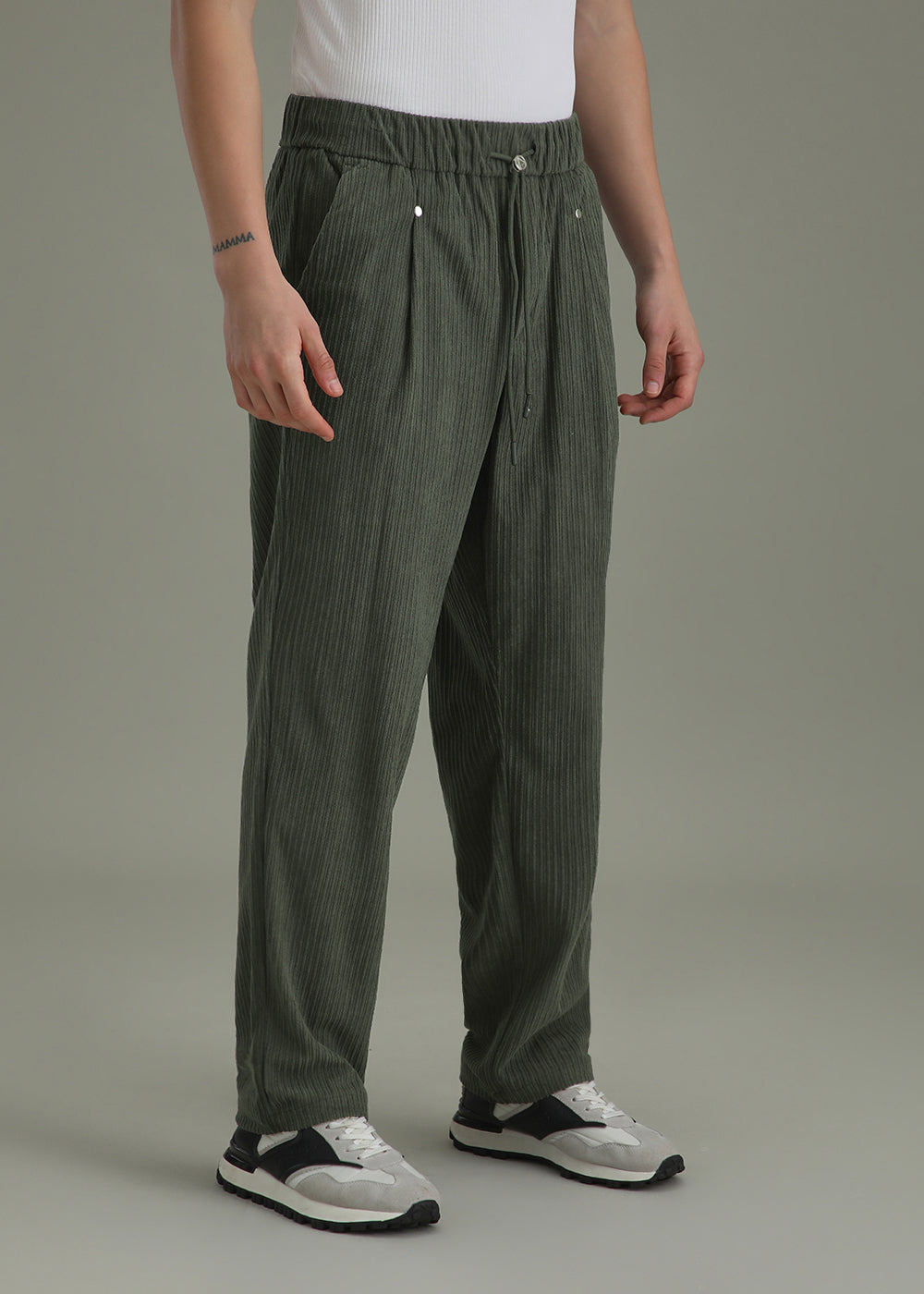 Pine Green Drawstring Corduroy Pant