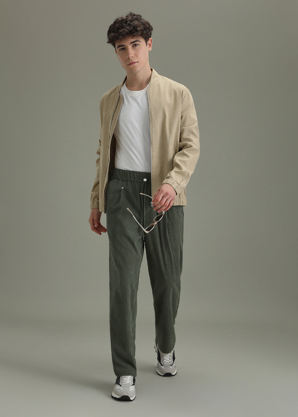 Pine Green Drawstring Corduroy Pant