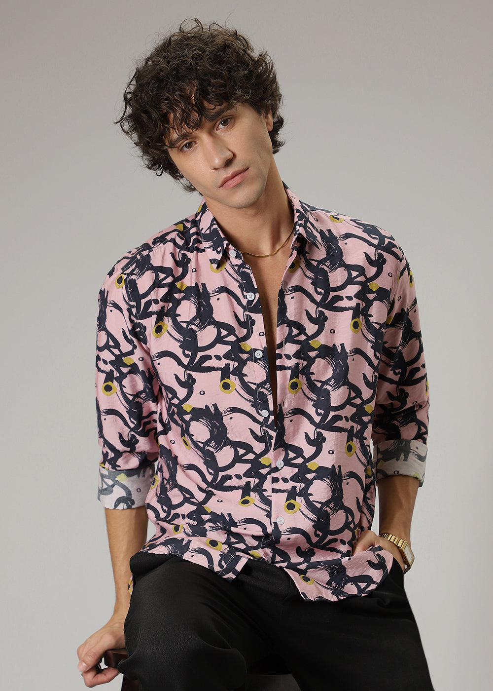 Pink Abstract Print Shirt