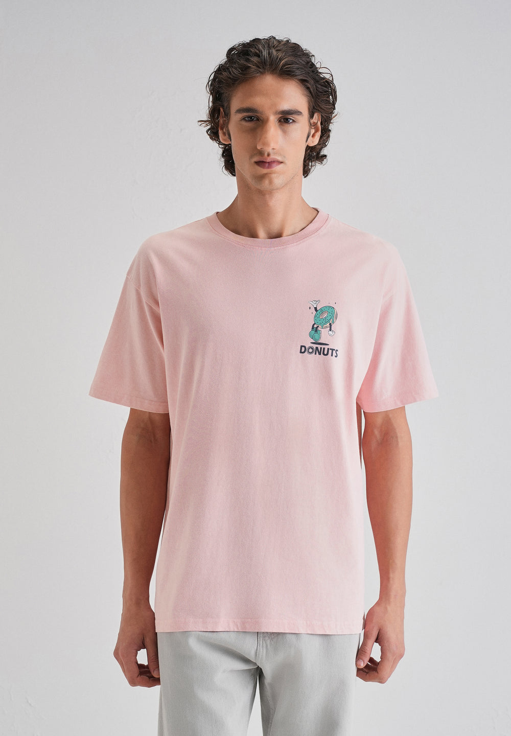 Pink Back Graphic Printed Oversized T-shirt