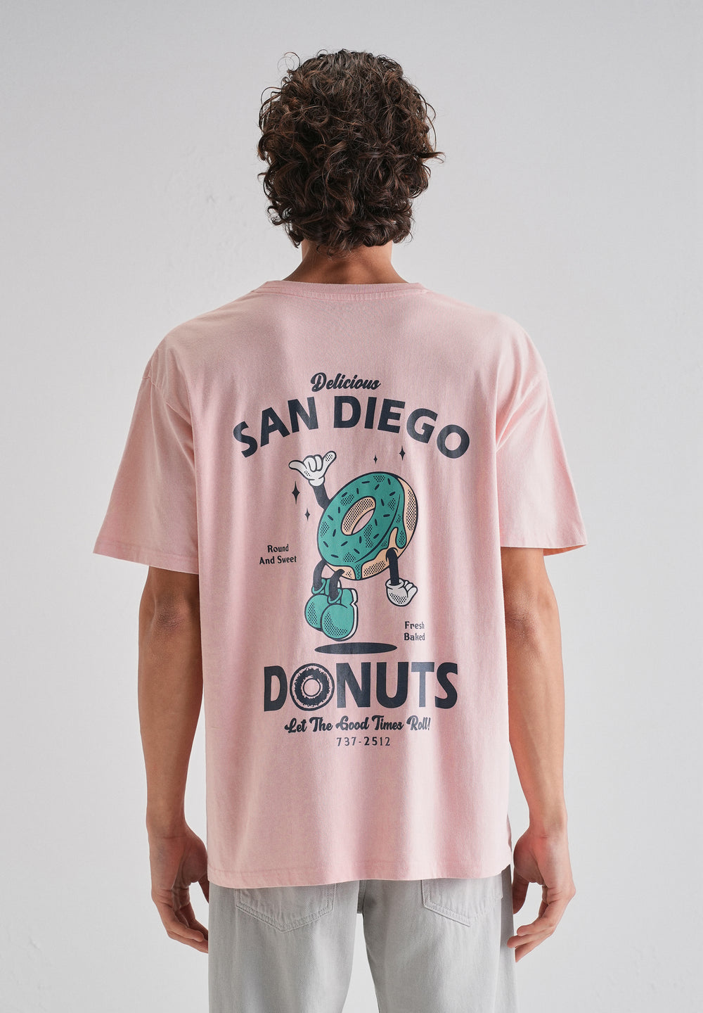 Pink Back Graphic Printed Oversized T-shirt