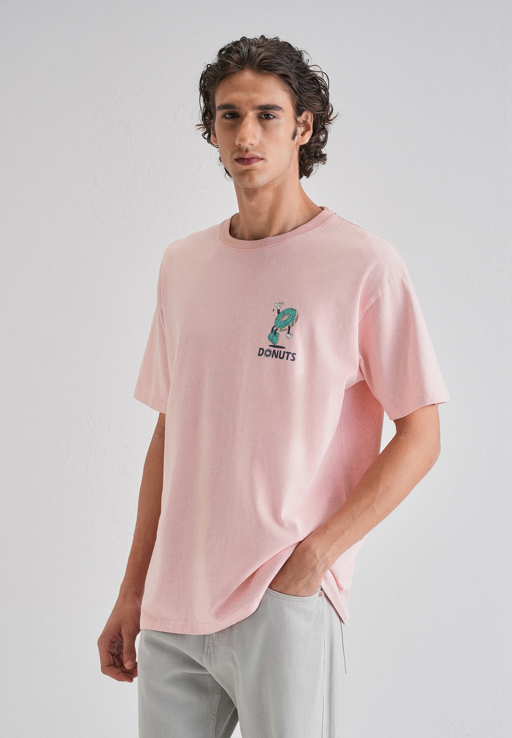 Pink Back Graphic Printed Oversized T-shirt