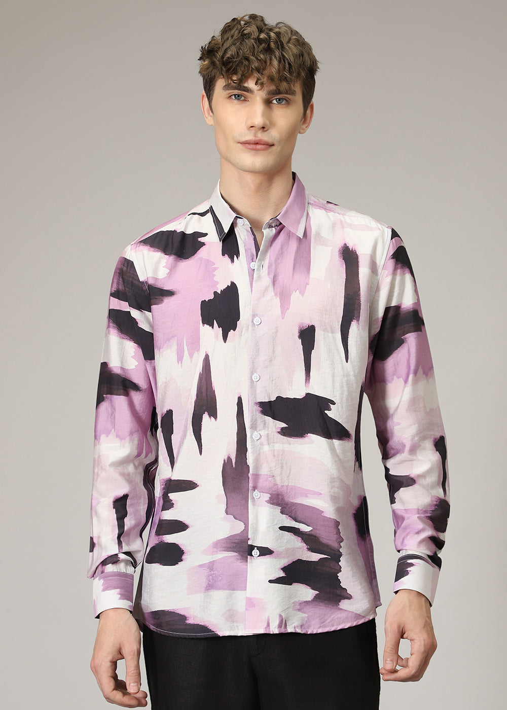 Pink Brush Stroke Print Shirt