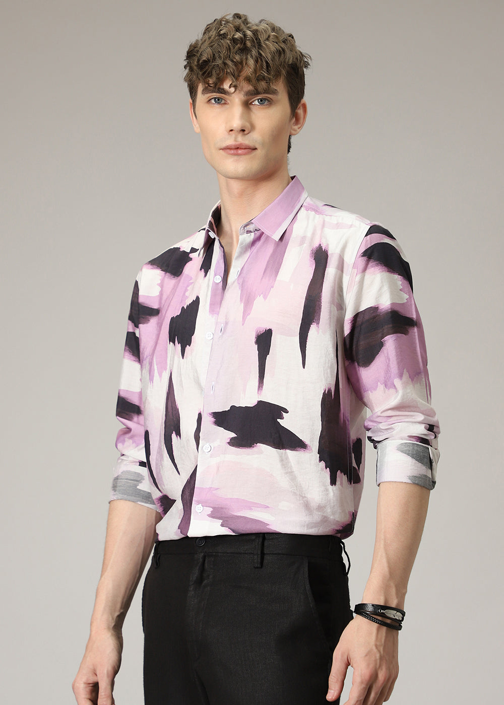 Pink Brush Stroke Print Shirt