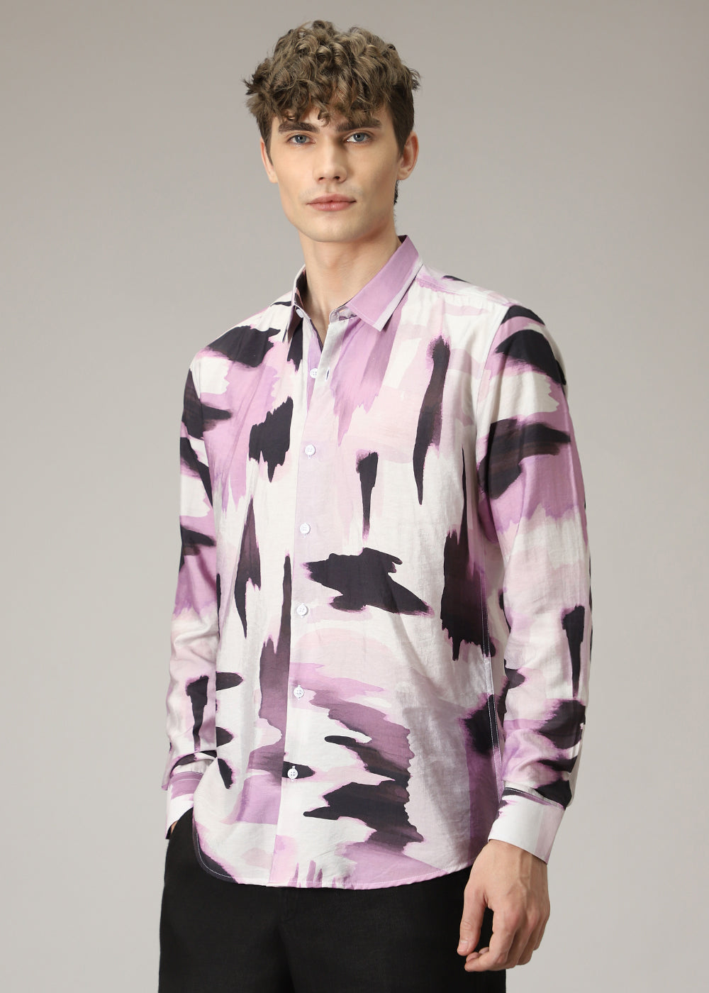 Pink Brush Stroke Print Shirt