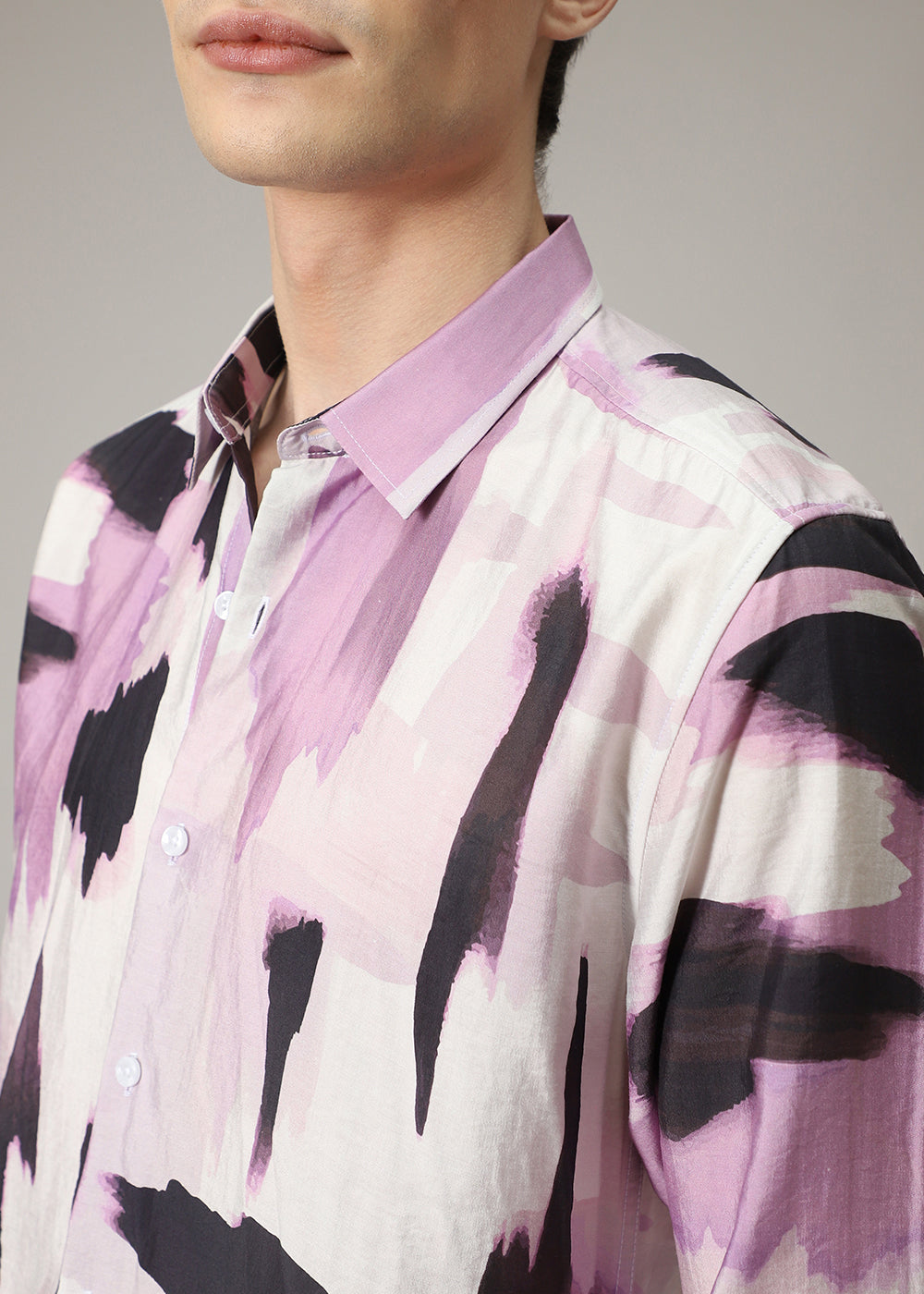 Pink Brush Stroke Print Shirt