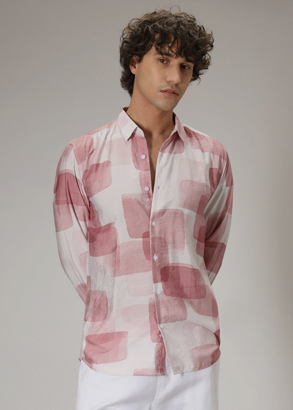 Pink Brush Wash Print Shirt