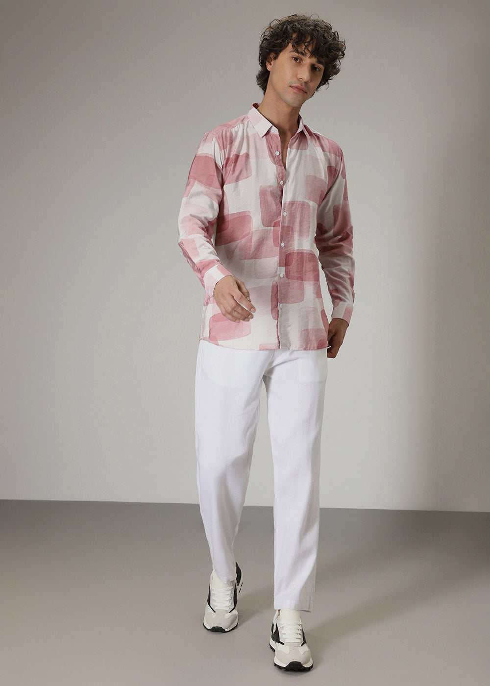 Pink Brush Wash Print Shirt