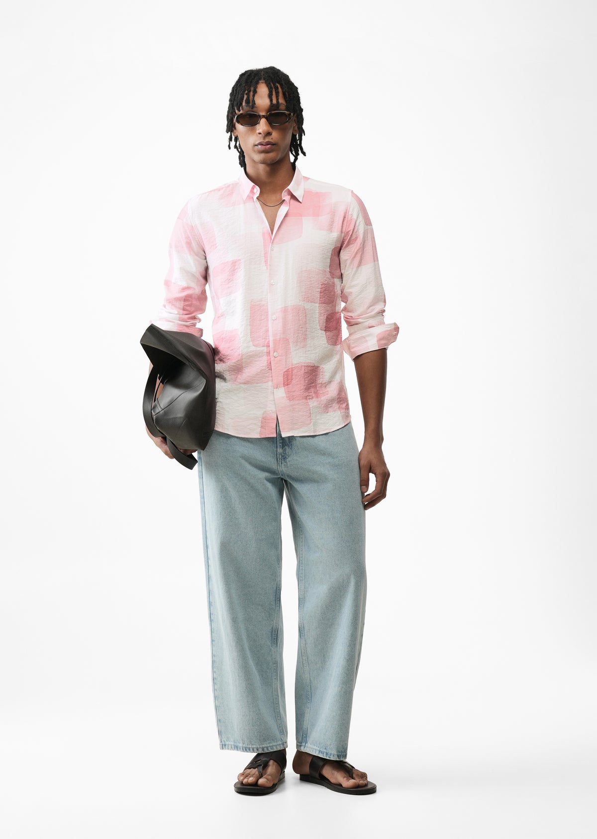 Pink Brush Wash Print Shirt