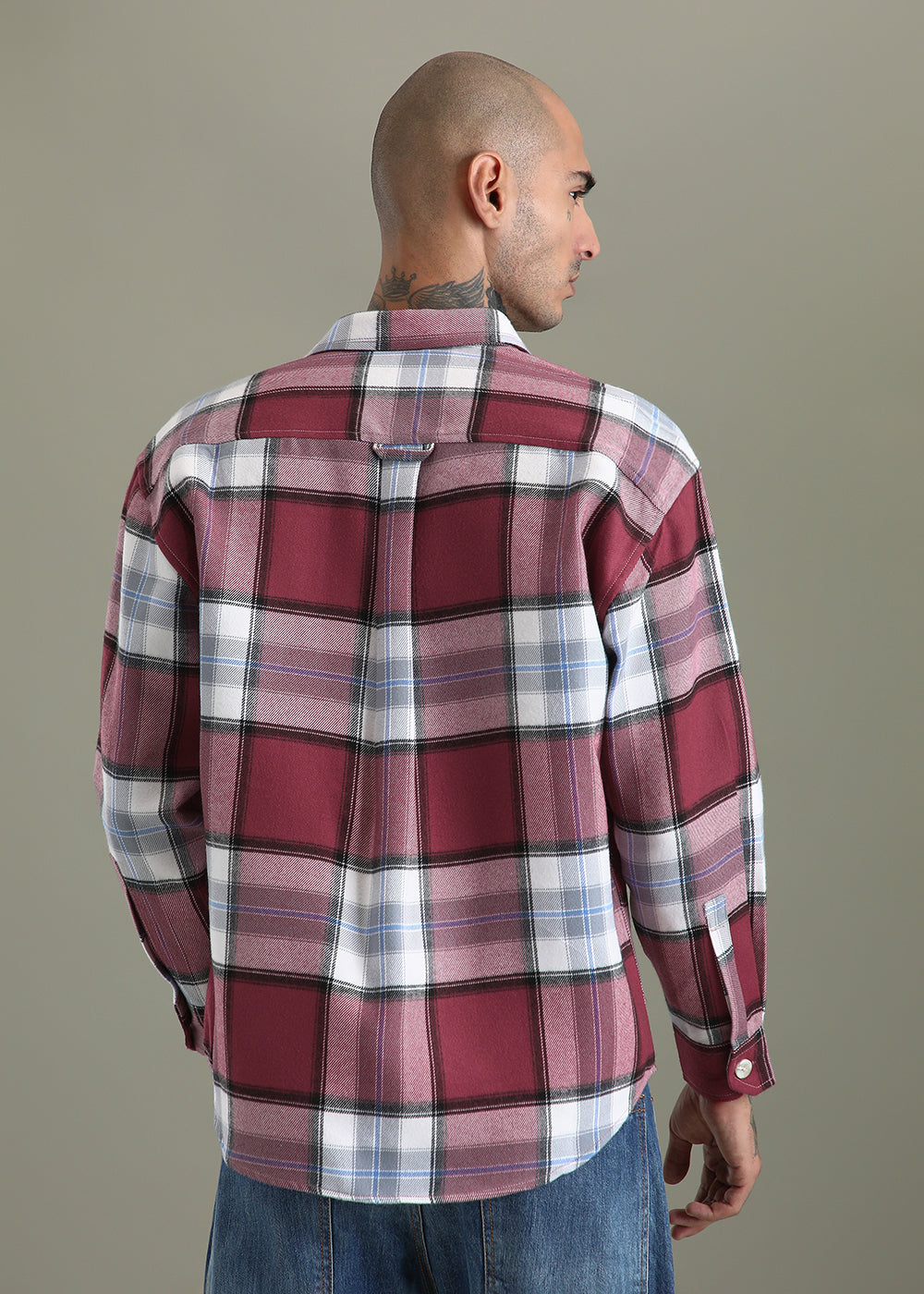 Pink Checked Relaxed Fit Shacket