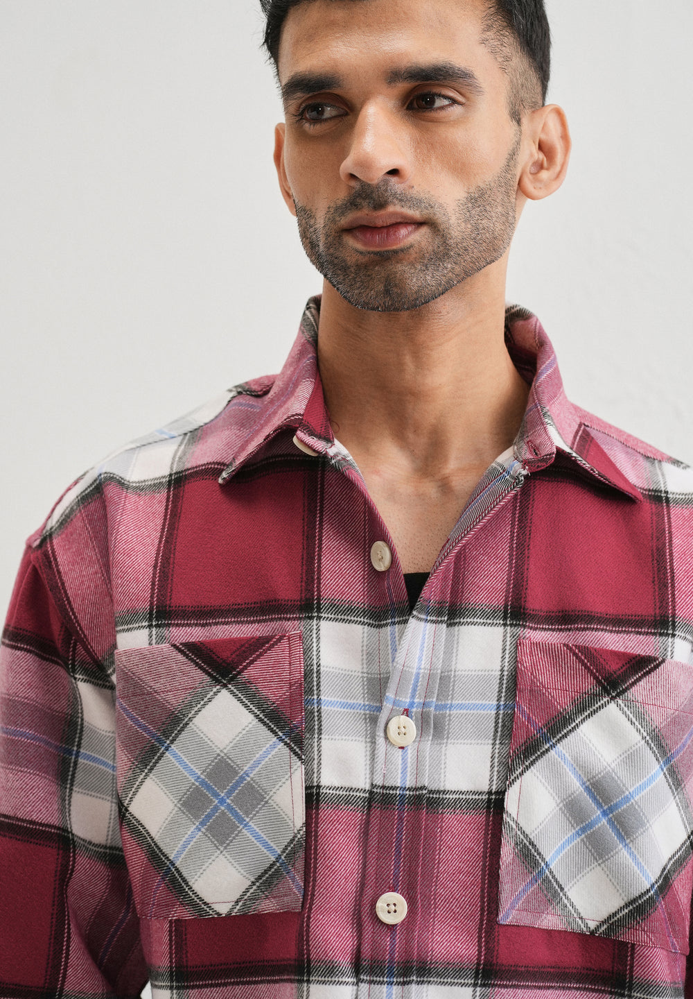 Pink Checked Relaxed Fit Shacket