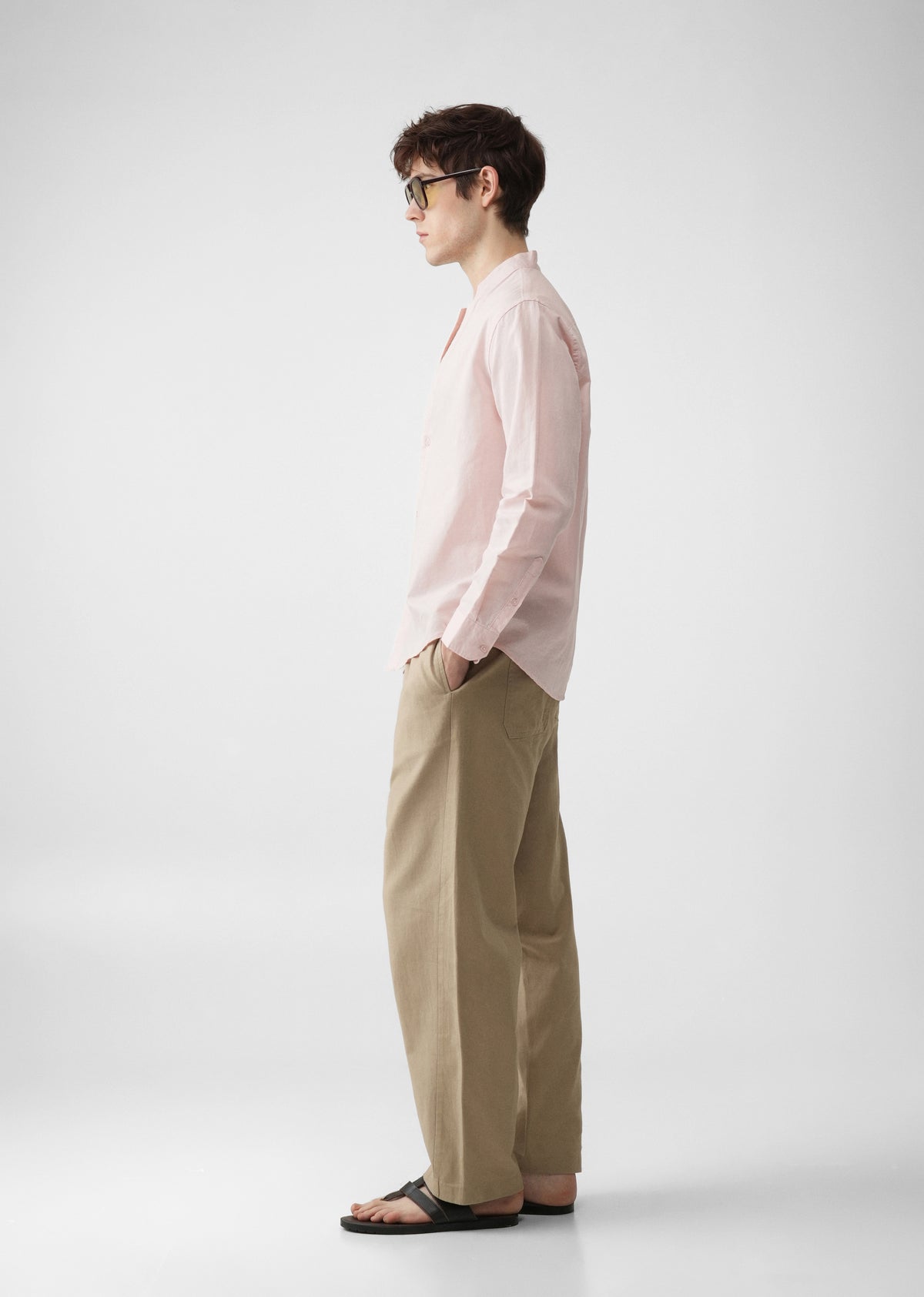 Pink Star Collar Cotton Linen Shirt