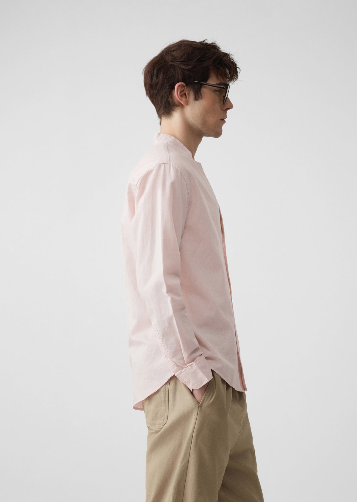 Pink Star Collar Cotton Linen Shirt