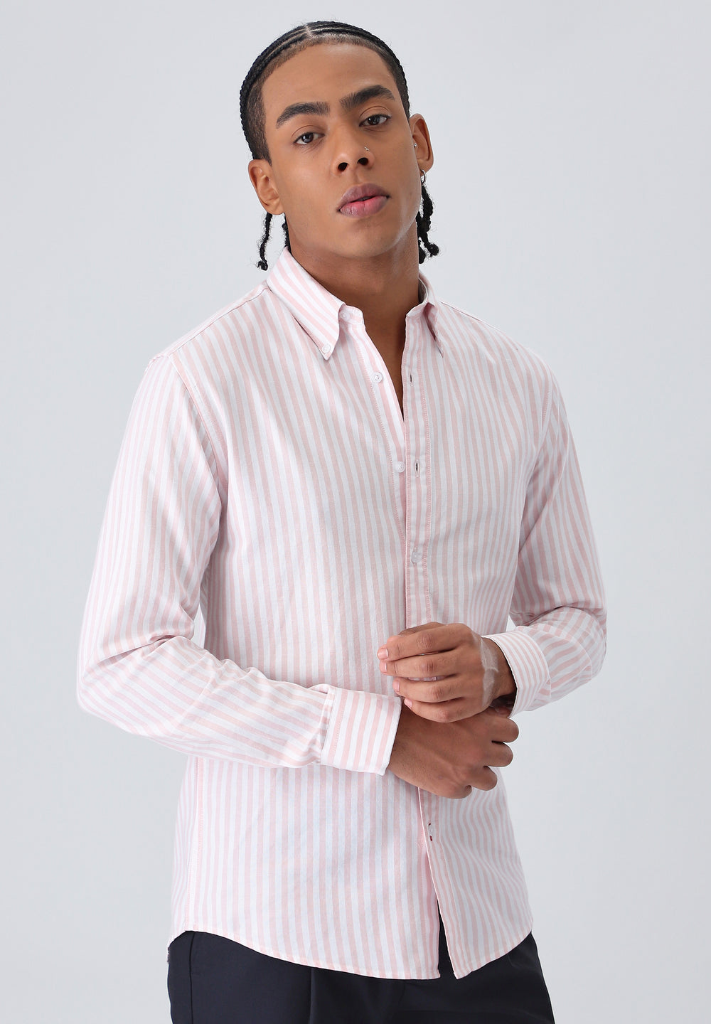 Pink Cotton Oxford Stripe Shirt
