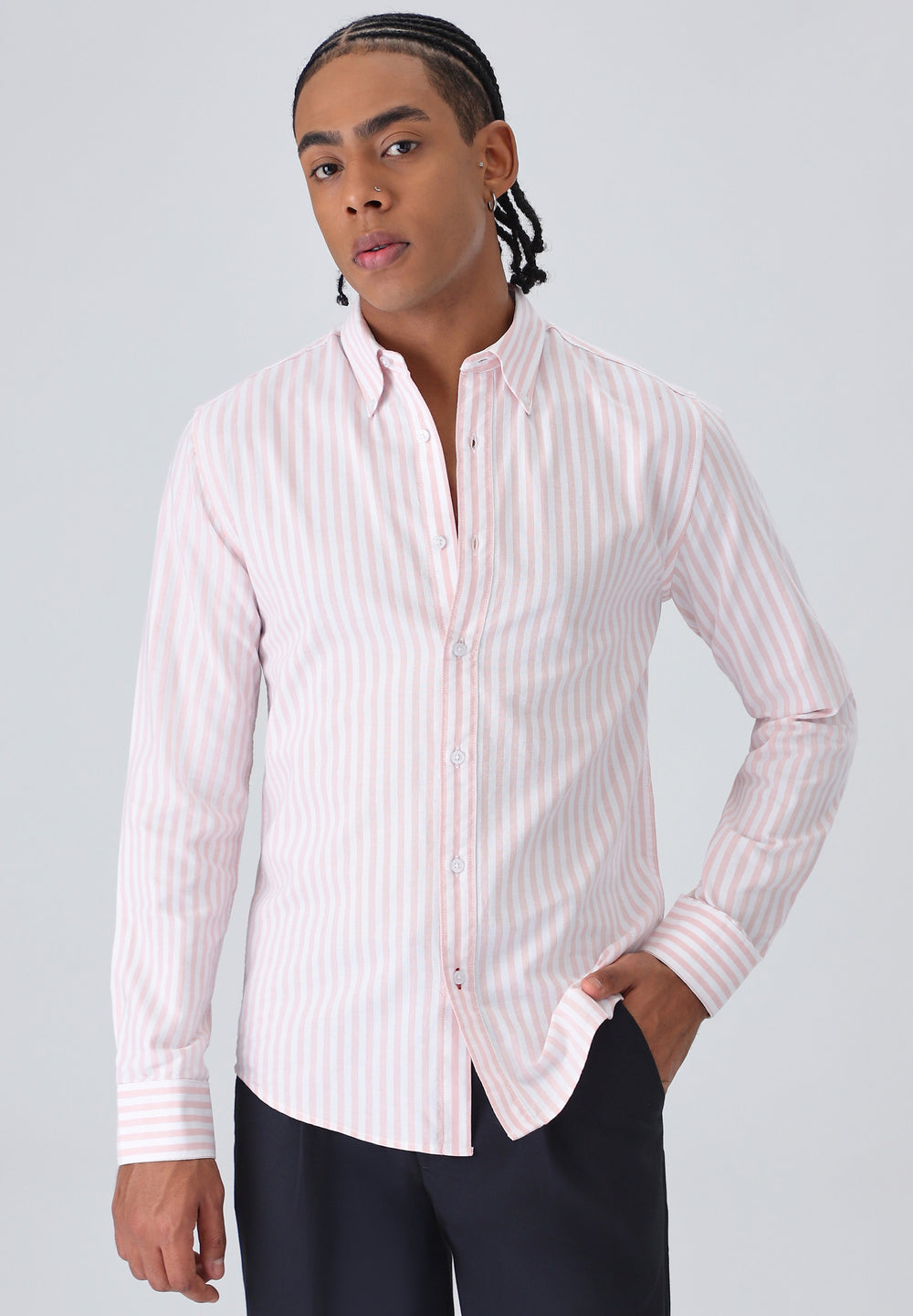 Pink Cotton Oxford Stripe Shirt