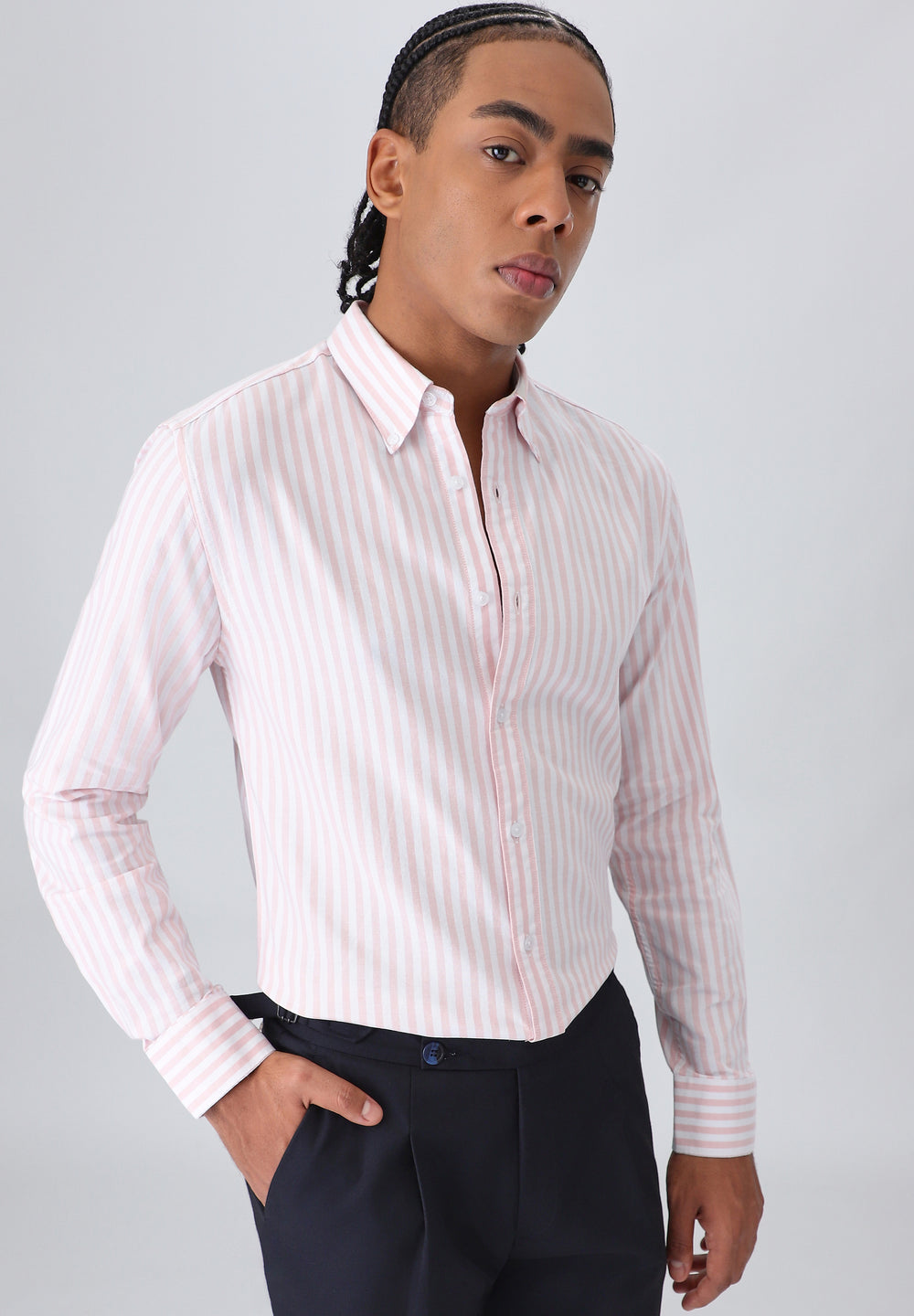 Pink Cotton Oxford Stripe Shirt