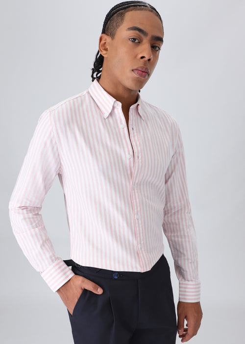 Pink Cotton Oxford Stripe Shirt