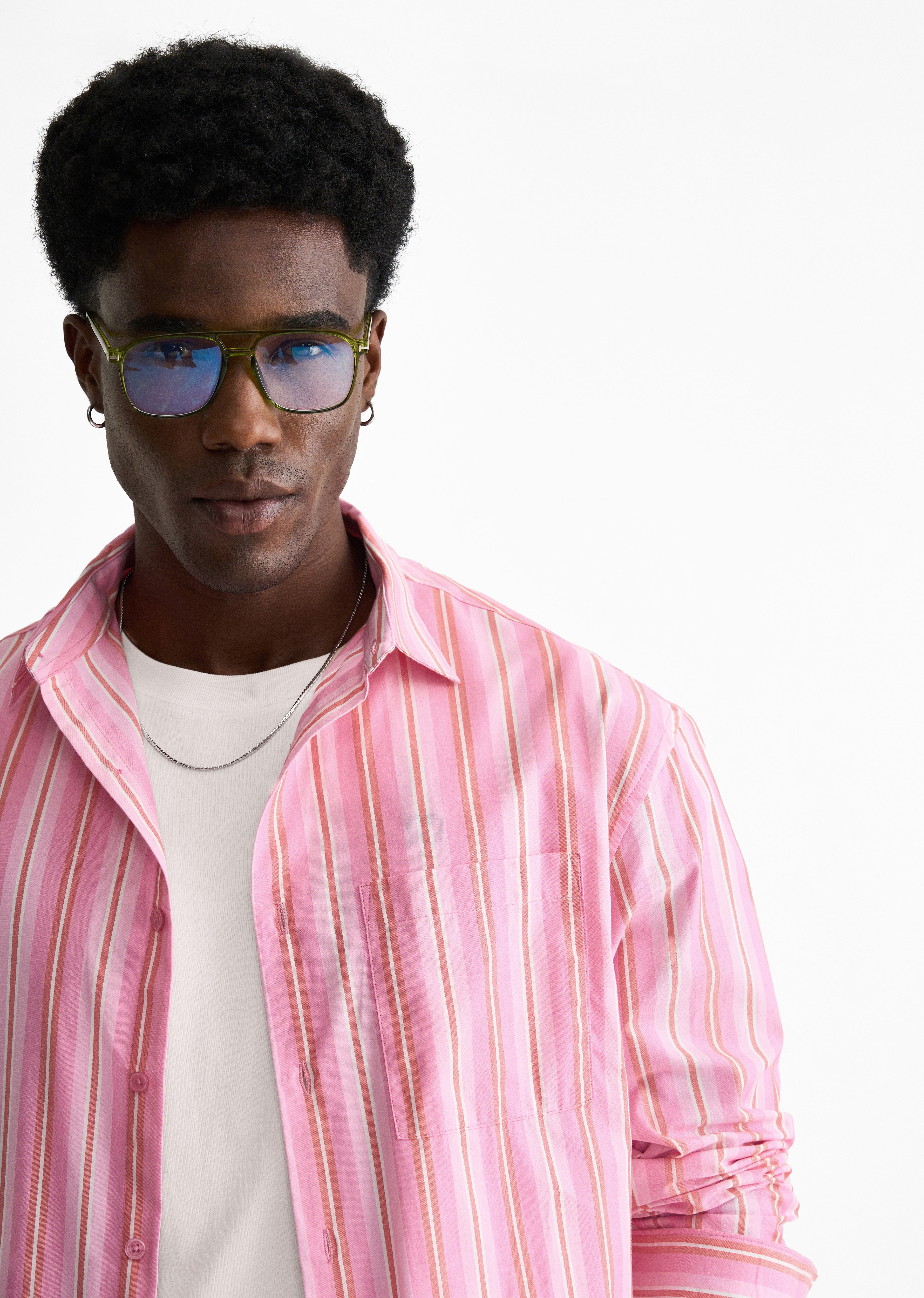 Pink Cotton Striped Boxy Shirt