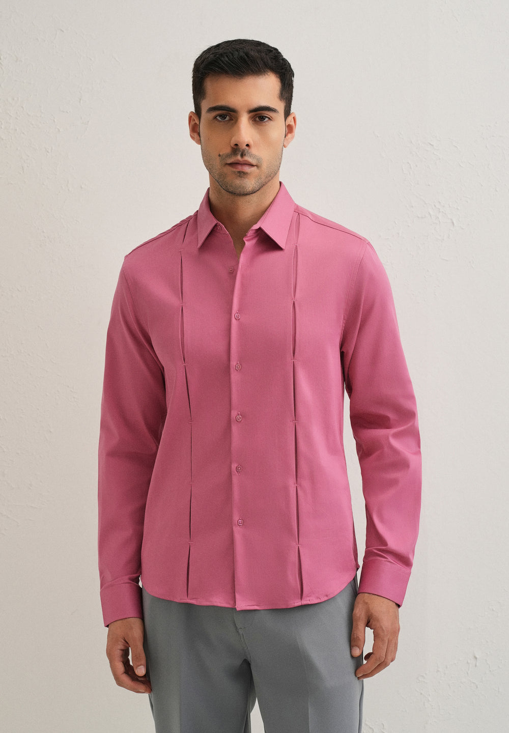 Pink Front Panel Open Pleat Shirt