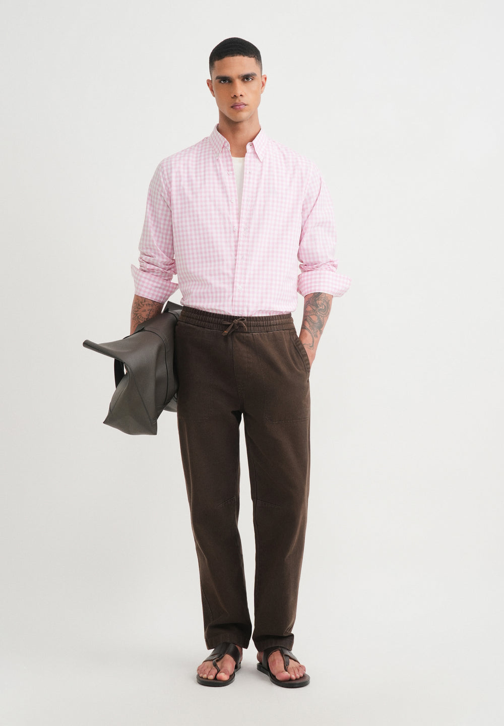 Pink Gingham Check Cotton Shirt