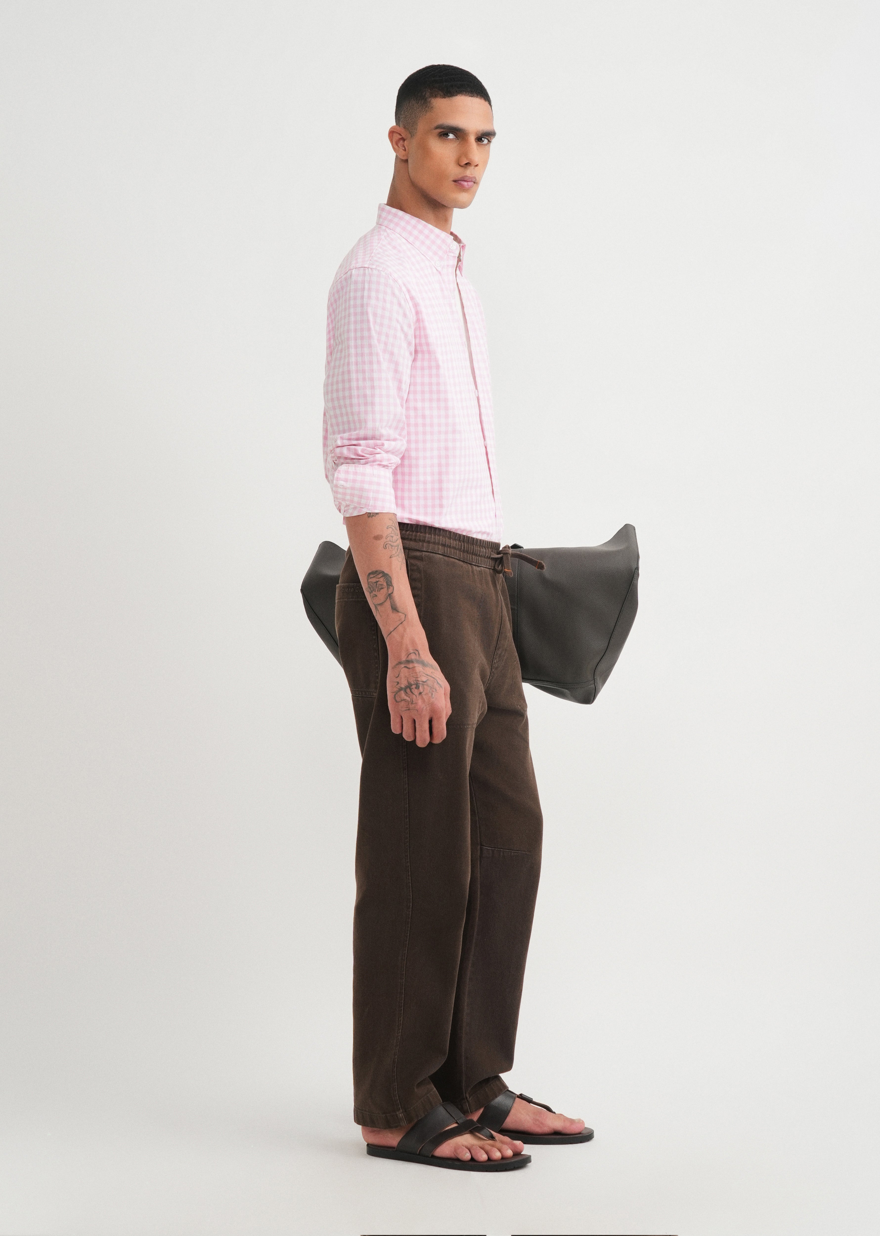 Pink Gingham Check Cotton Shirt