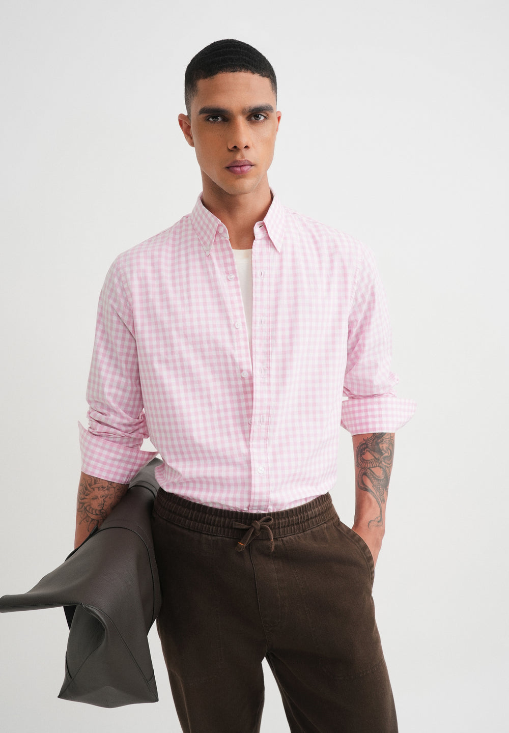 Pink Gingham Check Cotton Shirt